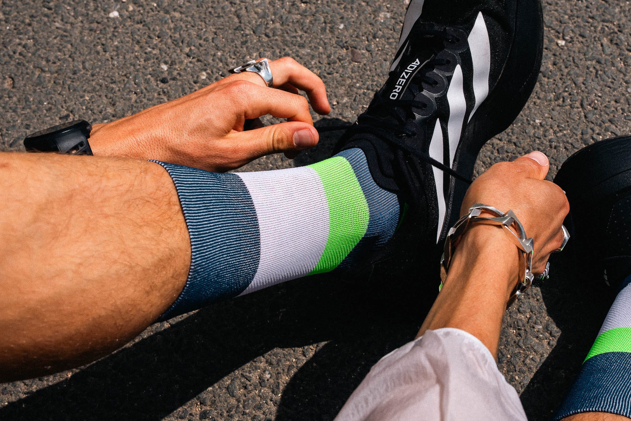 Incylence Running Bands Navy Green Socks 