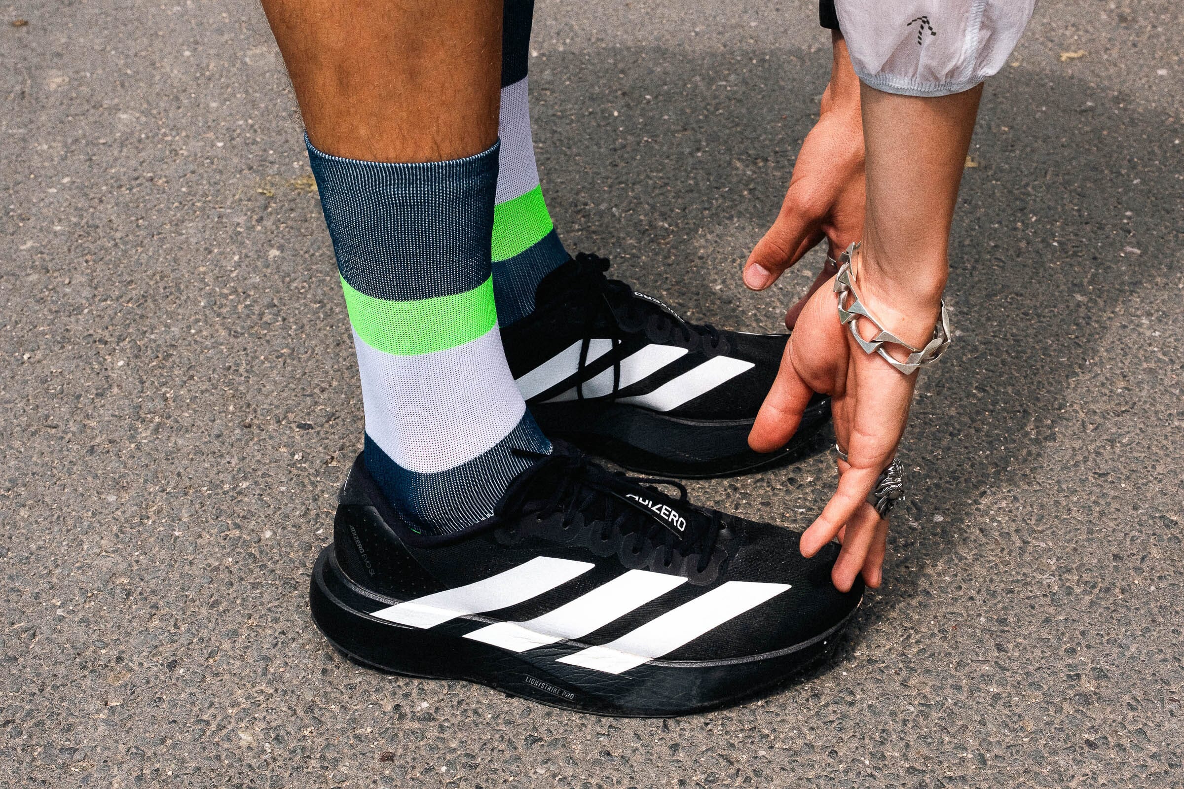 Incylence Running Bands Navy Green Socks 