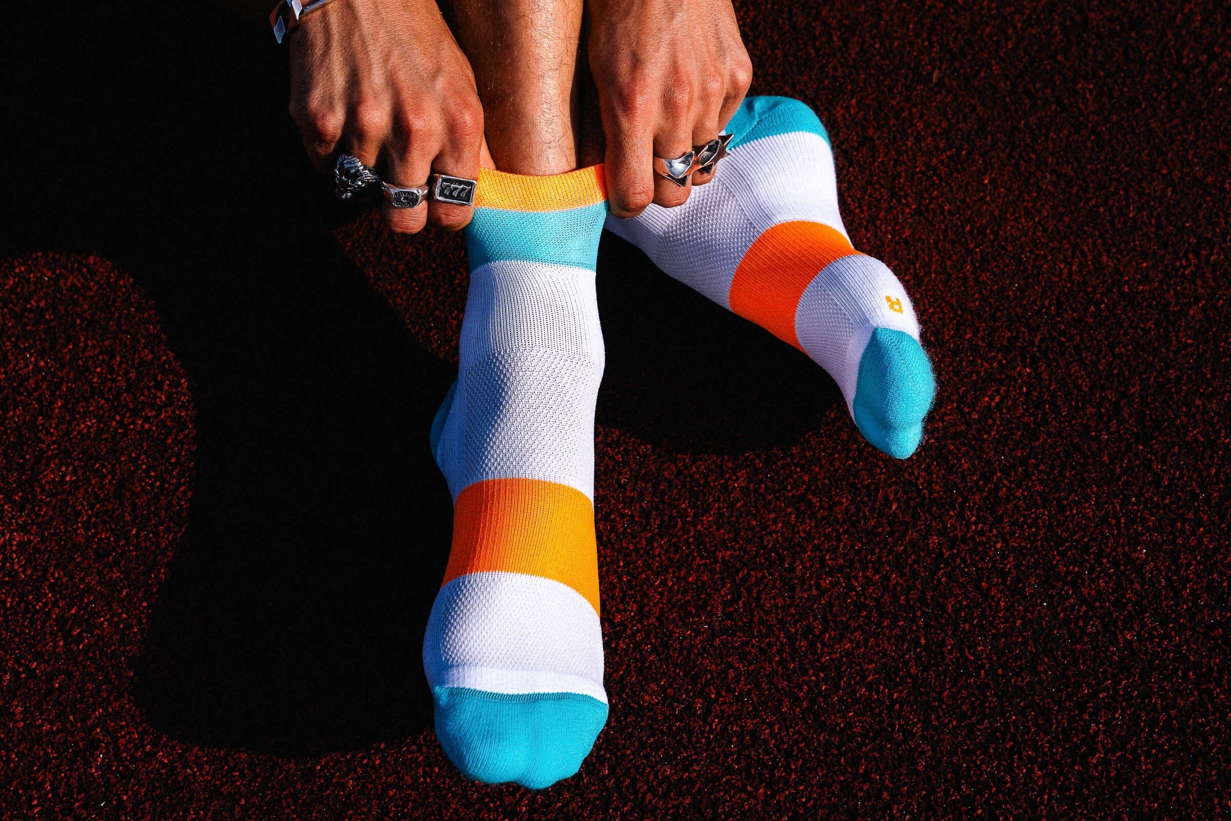 Incylence Running Bands Short Cyan Orange Socks 