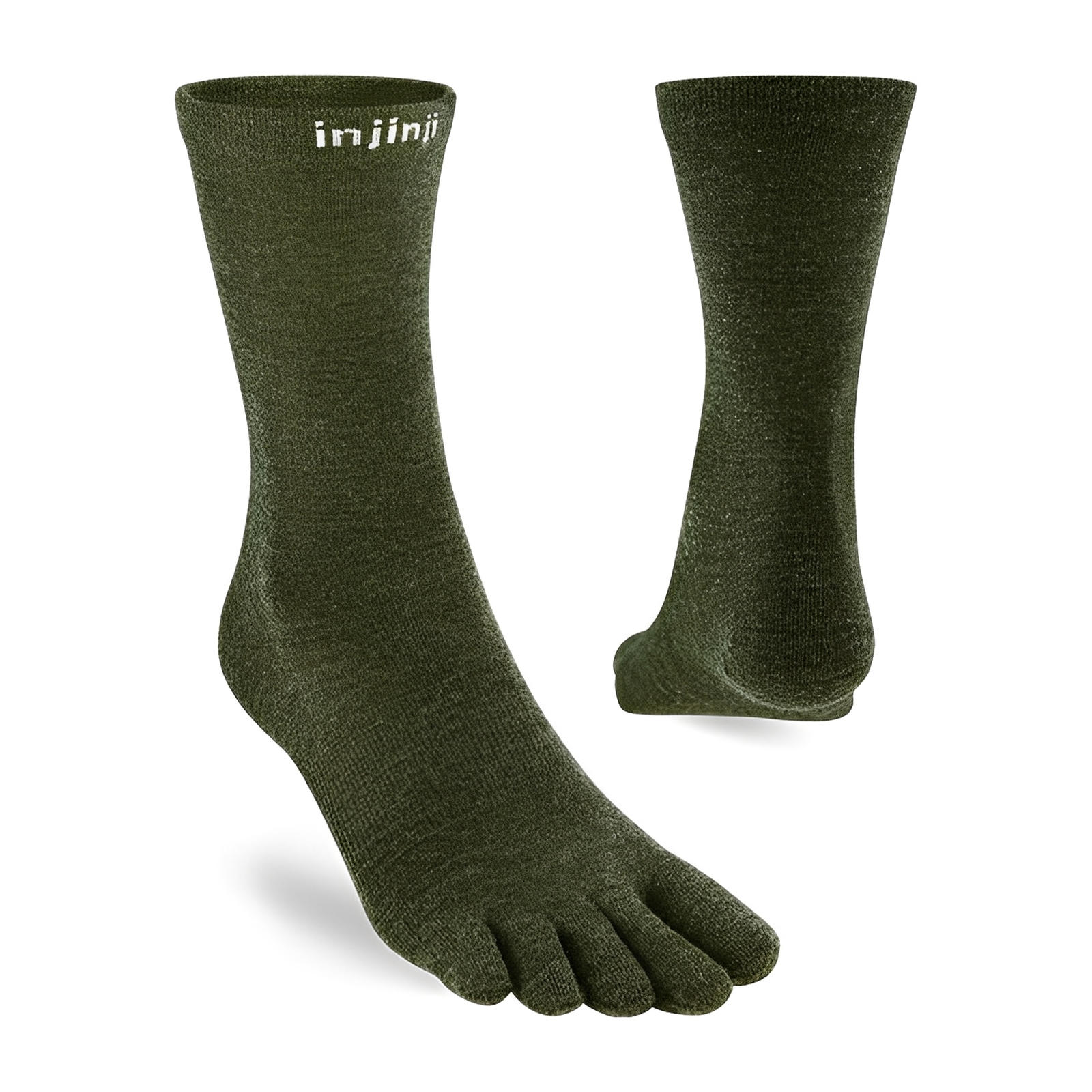Injinji Liner Crew Wool Socks - Forest