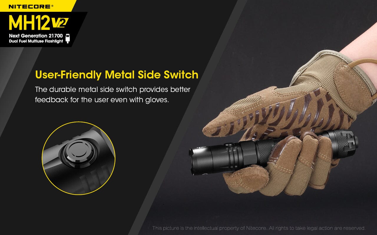 Nitecore MH12 v2 1200 Lumen USB-C Rechargeable Flashlight Kit 