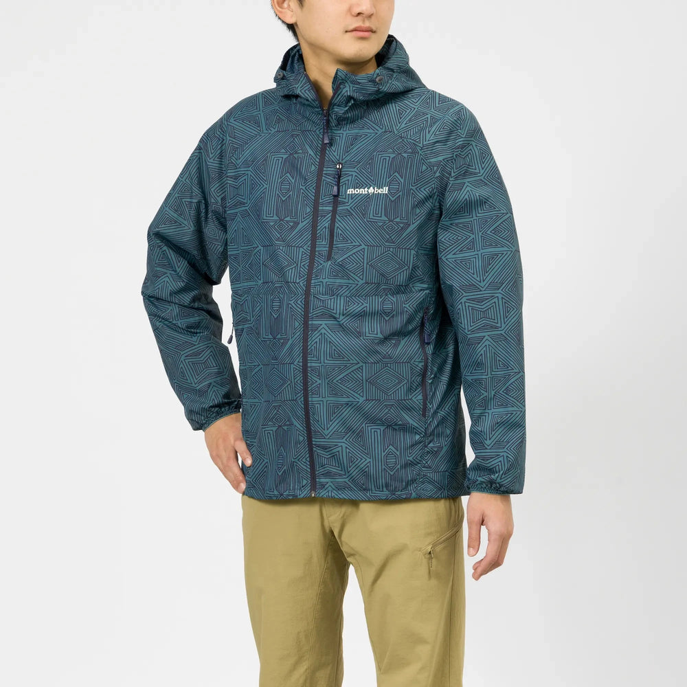 Montbell Men's Wind Blast Print Hooded Jacket 