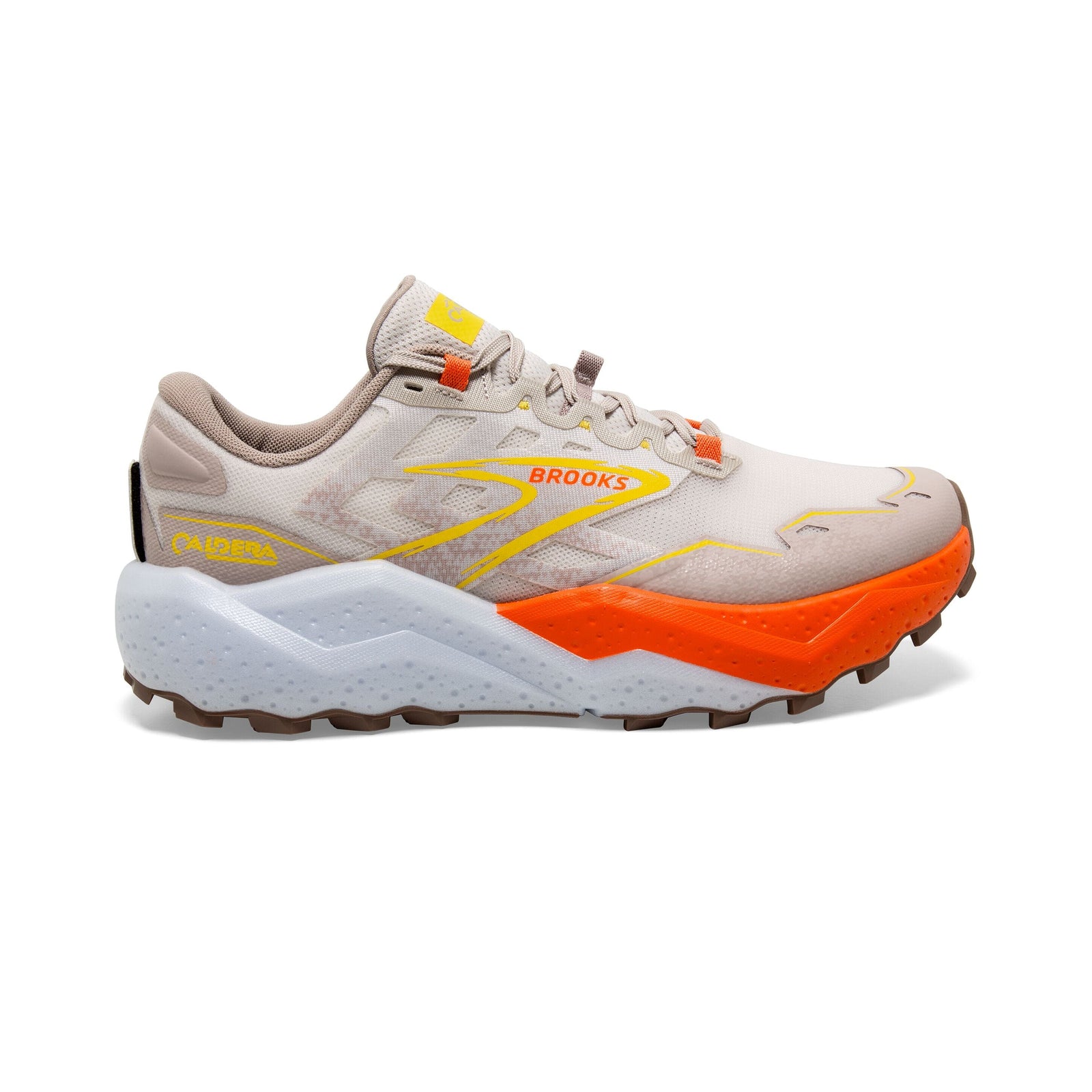 Brooks Men's Caldera 7 Trail Running Shoes White Sand/Gray/Yellow US 8.5 