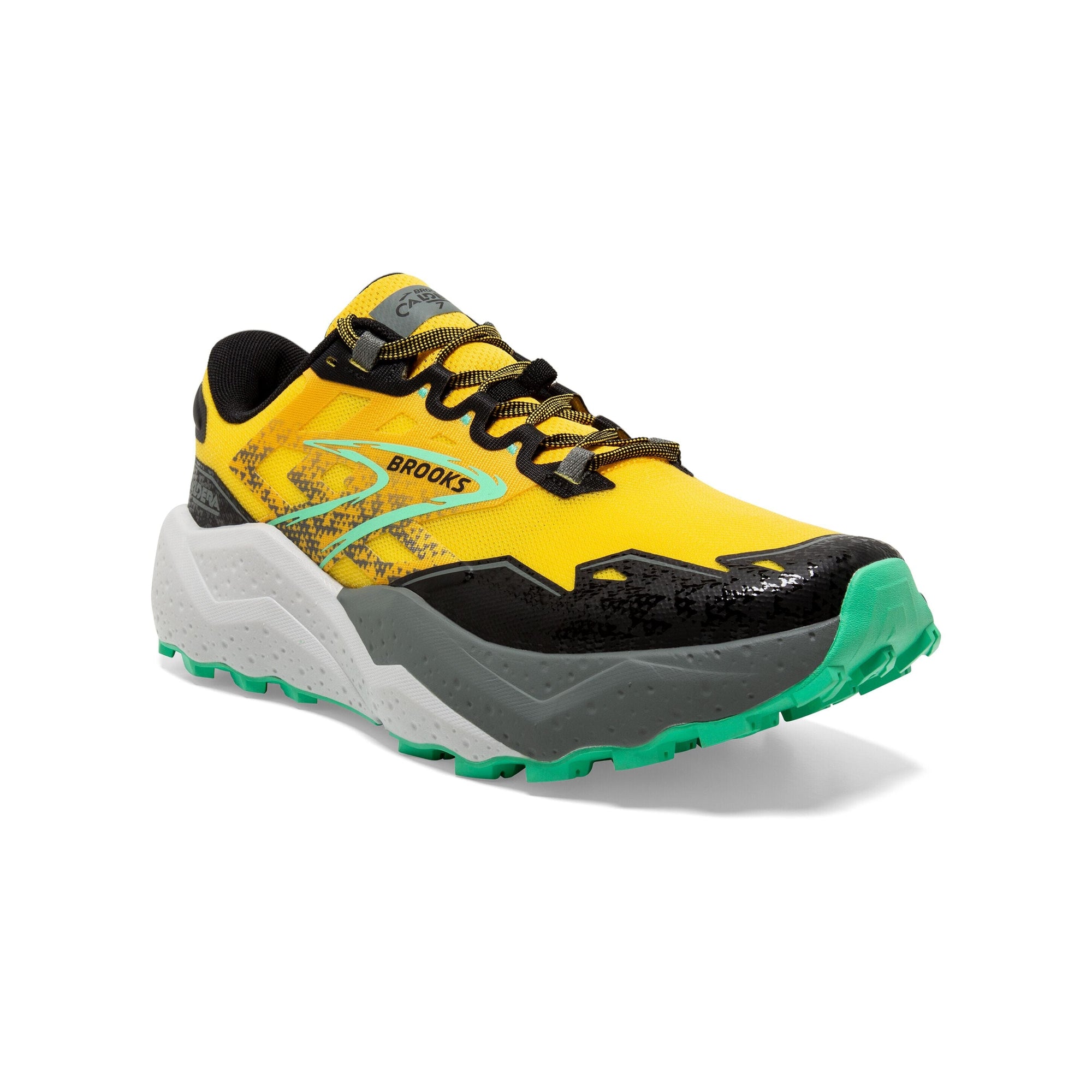 Brooks Men's Caldera 7 Trail Running Shoes Lemon Chrome/Black/Springbud US 9.5 