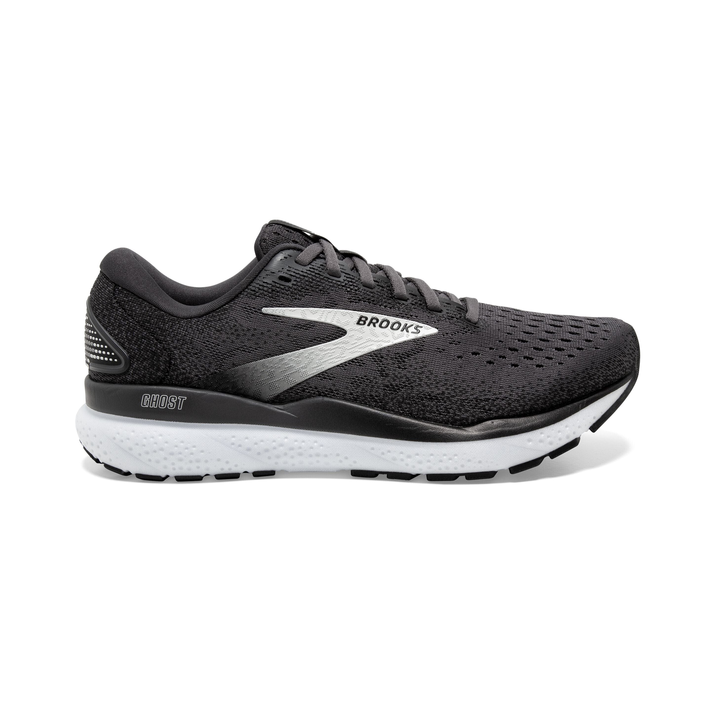 Brooks Men's Ghost 16 Road Running Shoes Black/Grey/White Wide (EE) US 8.5