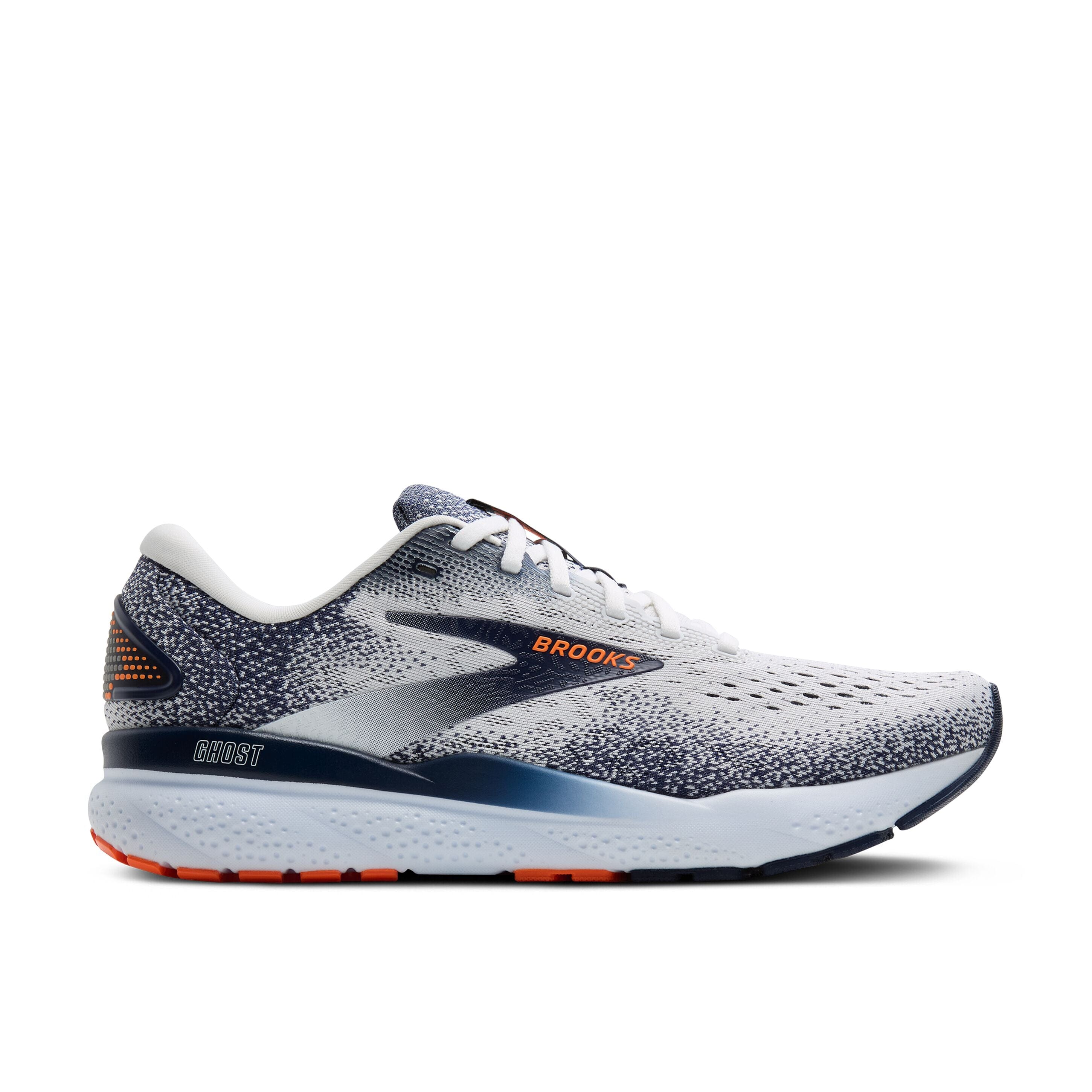 Brooks Men's Ghost 16 Road Running Shoes White/Peacoat/Orange Medium (D) US 8.5