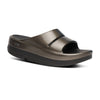 OOFOS Women's OOmega OOahh Stacked Sandal - Titanium Mirror Black & Titanium Mirror US 6 EU 37 
