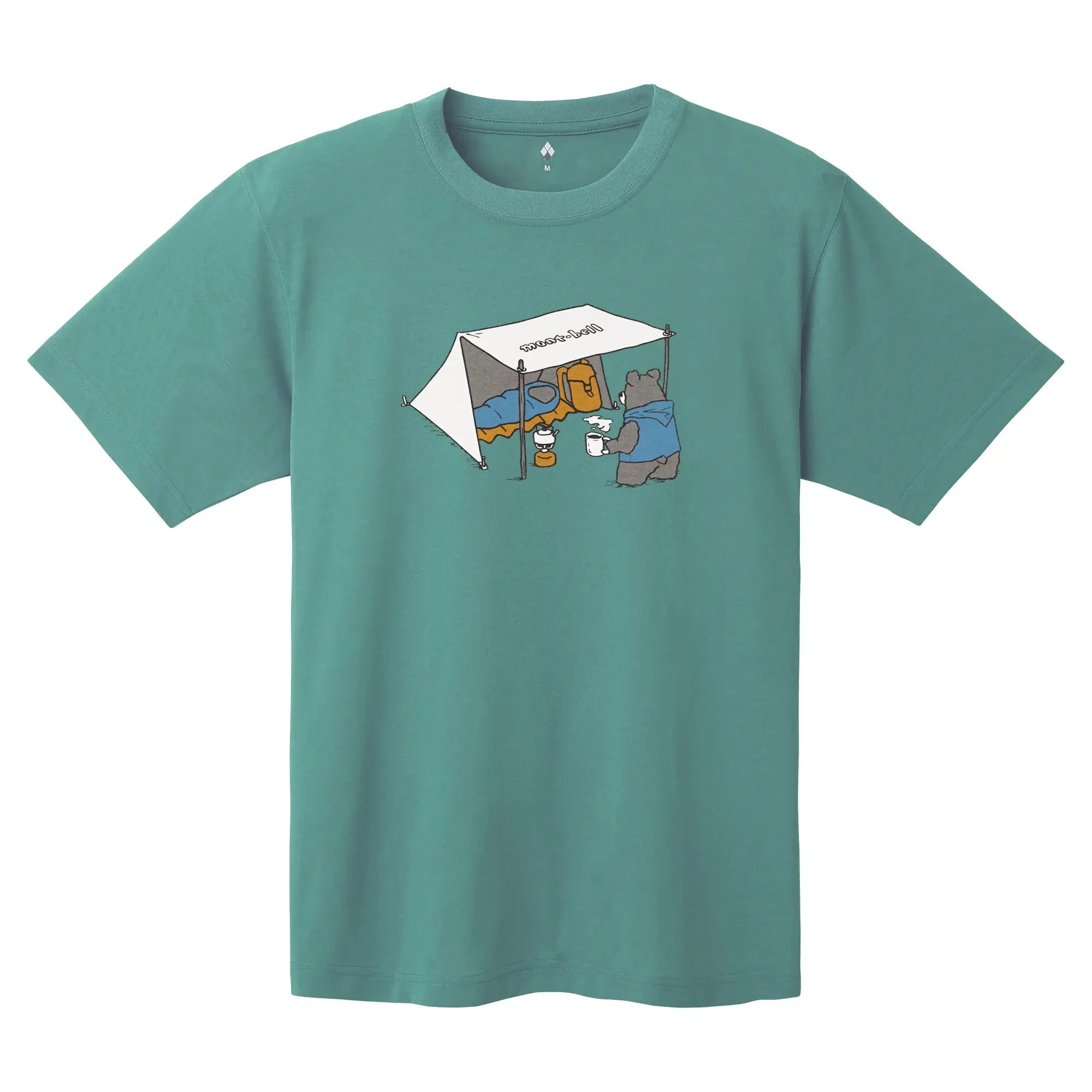 Montbell Wickron Tee Camping Bear Unisex Blue Green S 