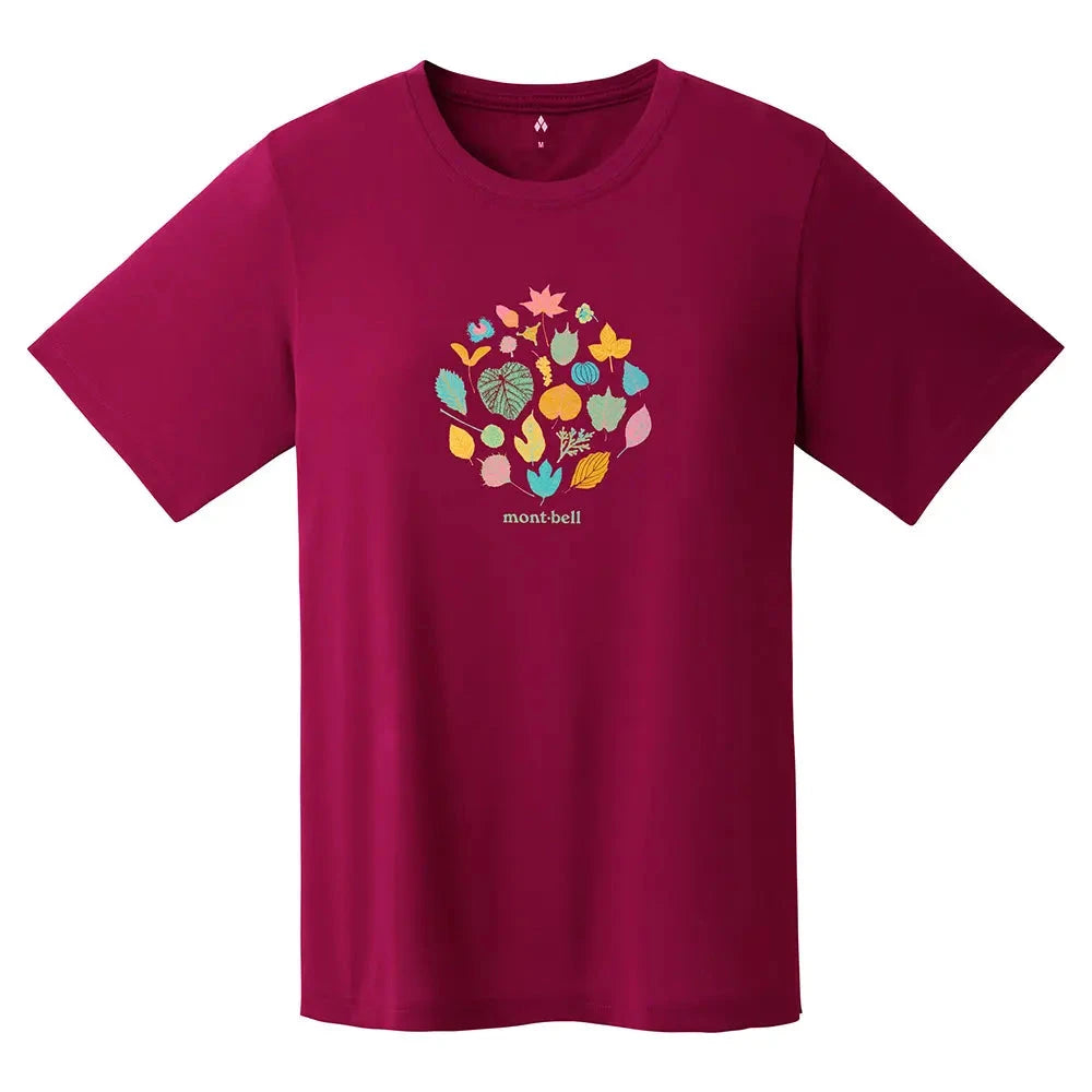 Montbell Wickron Tee Mountain Leaves Women's Wine Red S 