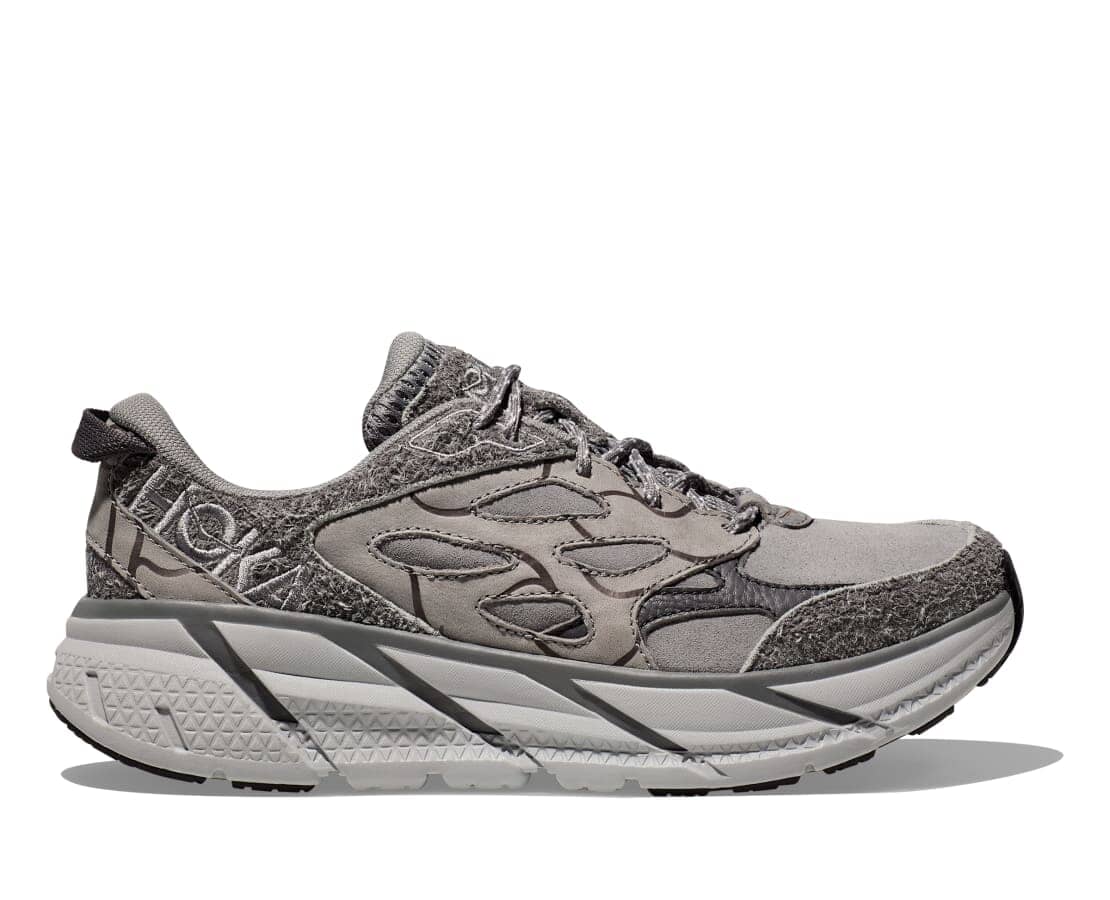 Hoka Unisex Elite Terrain System Clifton L Suede Road Running Shoes Galactic Grey / Satellite Grey US M9/W10 EU42⅔ 