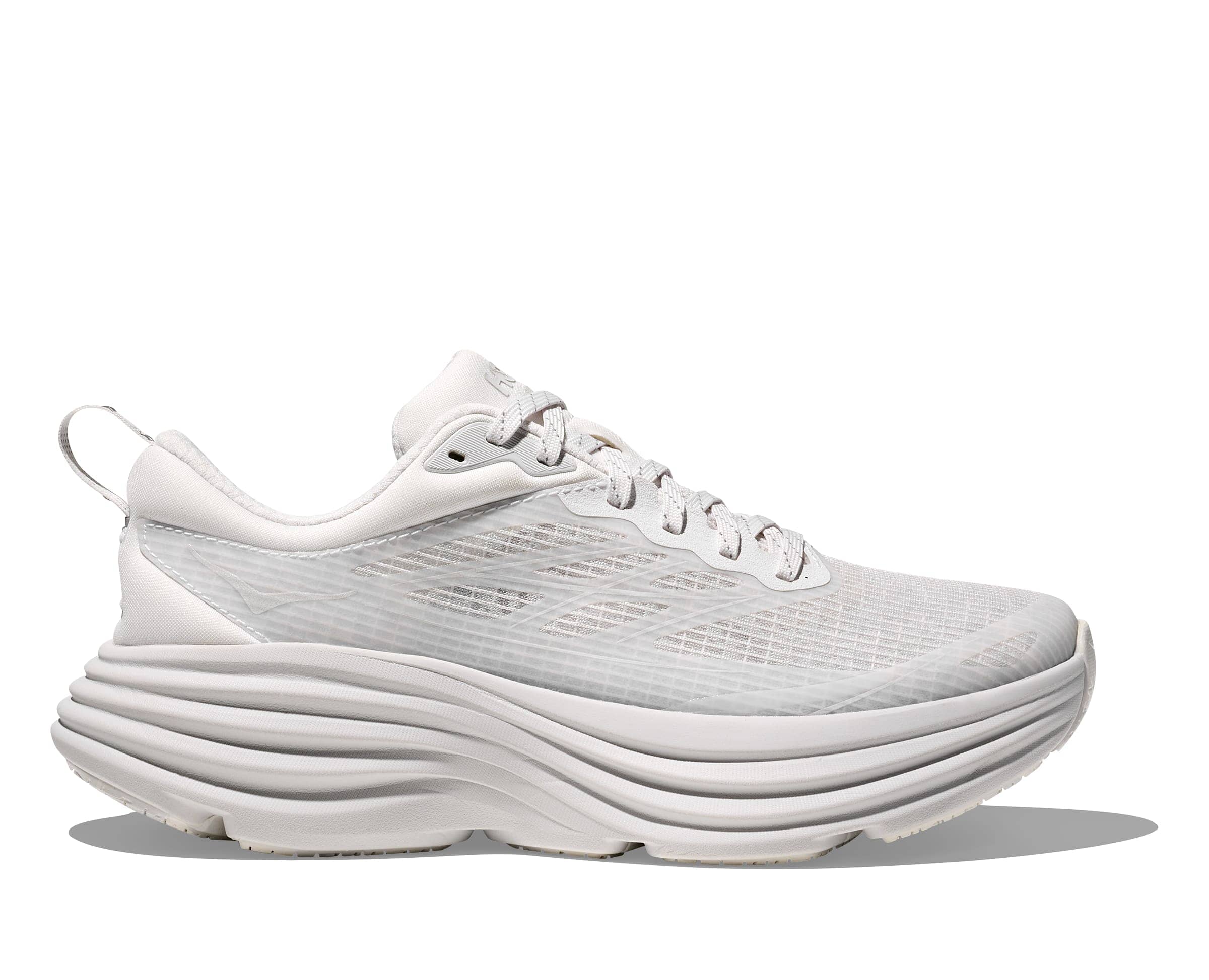 Hoka Unisex Stealth/Tech Bondi 8 Caged Road Running Shoes White / Cosmic Grey US M4.5/W5.5 EU36⅔ 