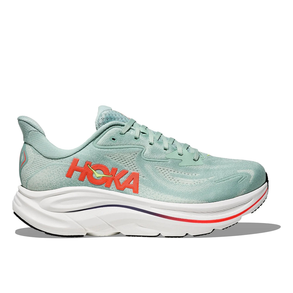 Hoka Men's Clifton 10 Road Running Shoes Sage / Neon Flame Regular (D) US 8.5