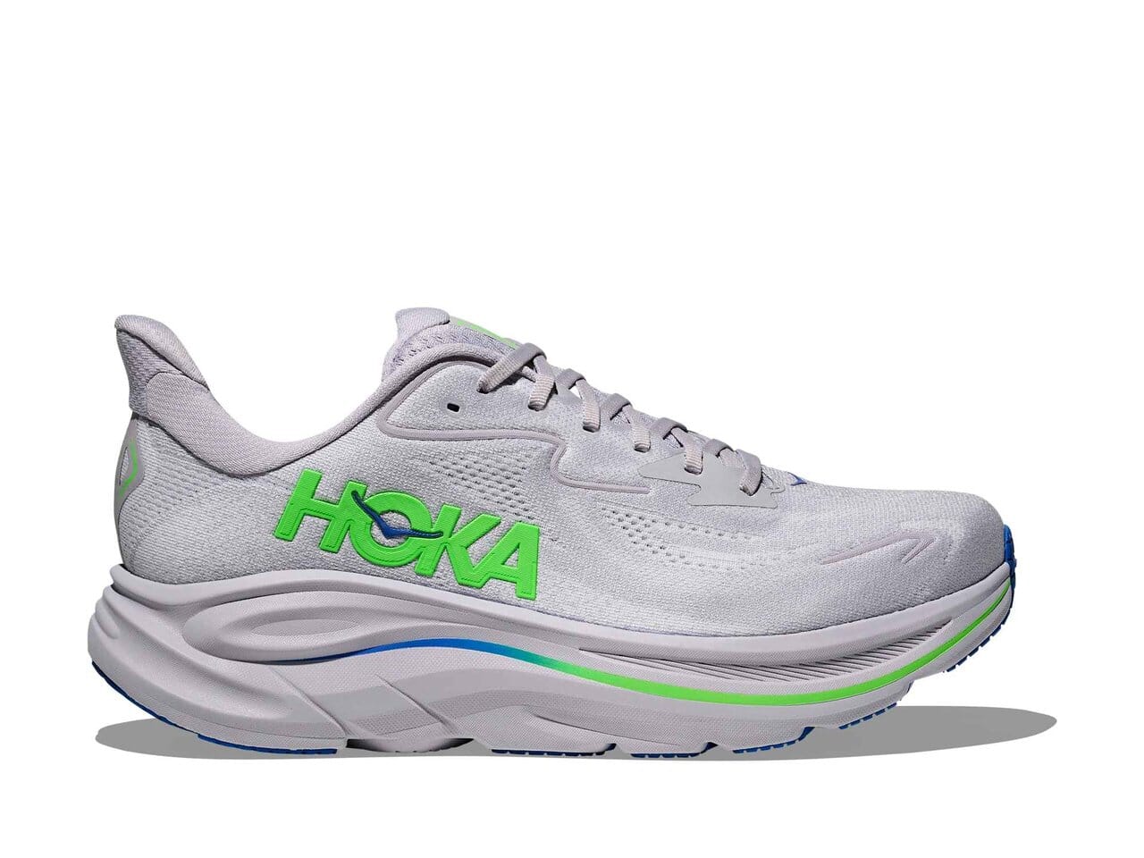Hoka Men's Clifton 10 Road Running Shoes Ash Grey / Neon Green Regular (D) US 8.5