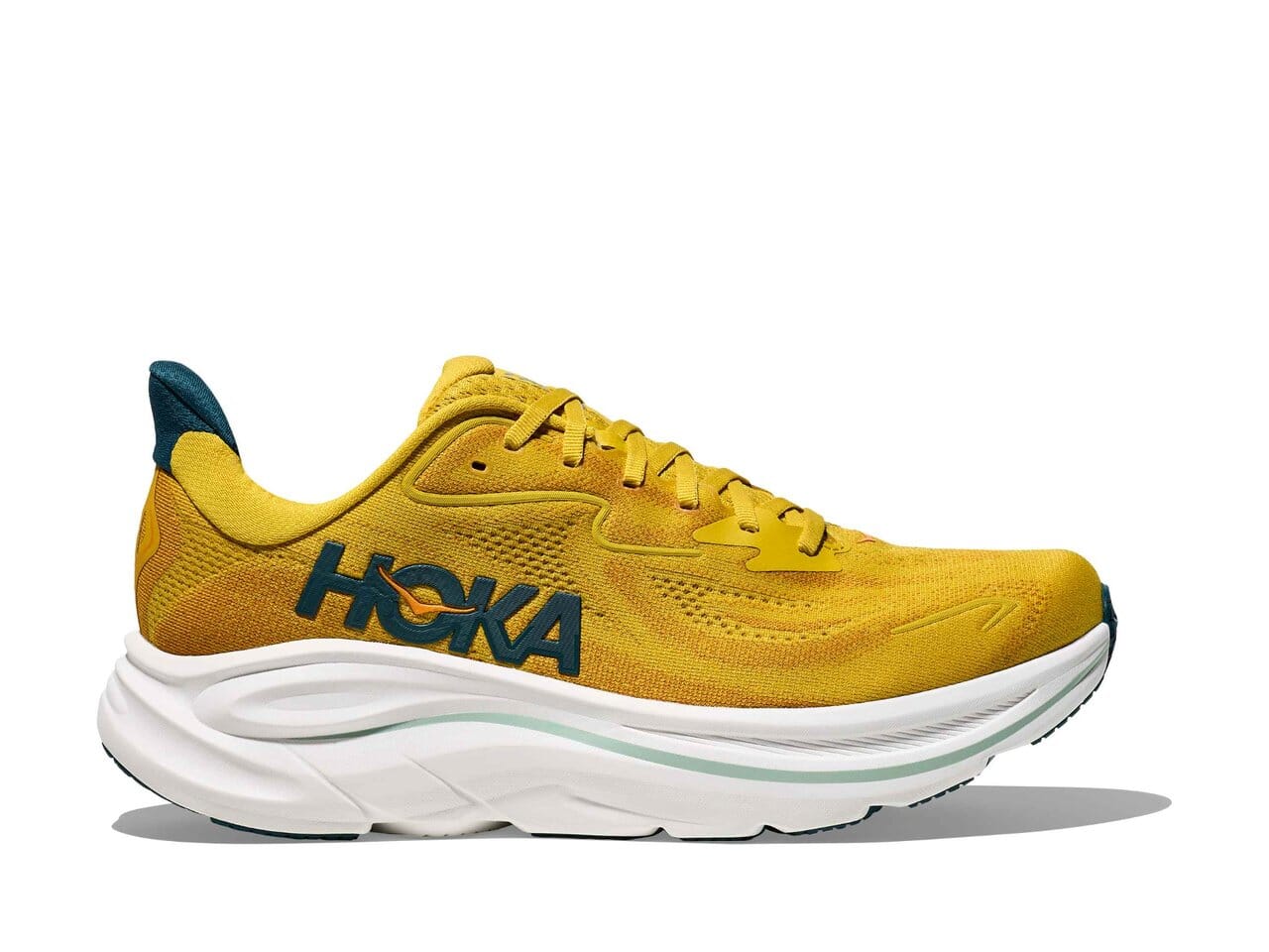 Hoka Men's Clifton 10 Road Running Shoes - Yellow Gold / Tidal Wave