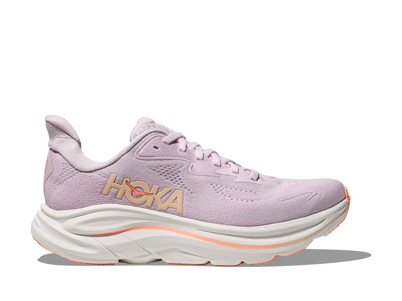 Hoka Women's Clifton 10 Road Running Shoes - Lilac Cream / Tangerine Glow