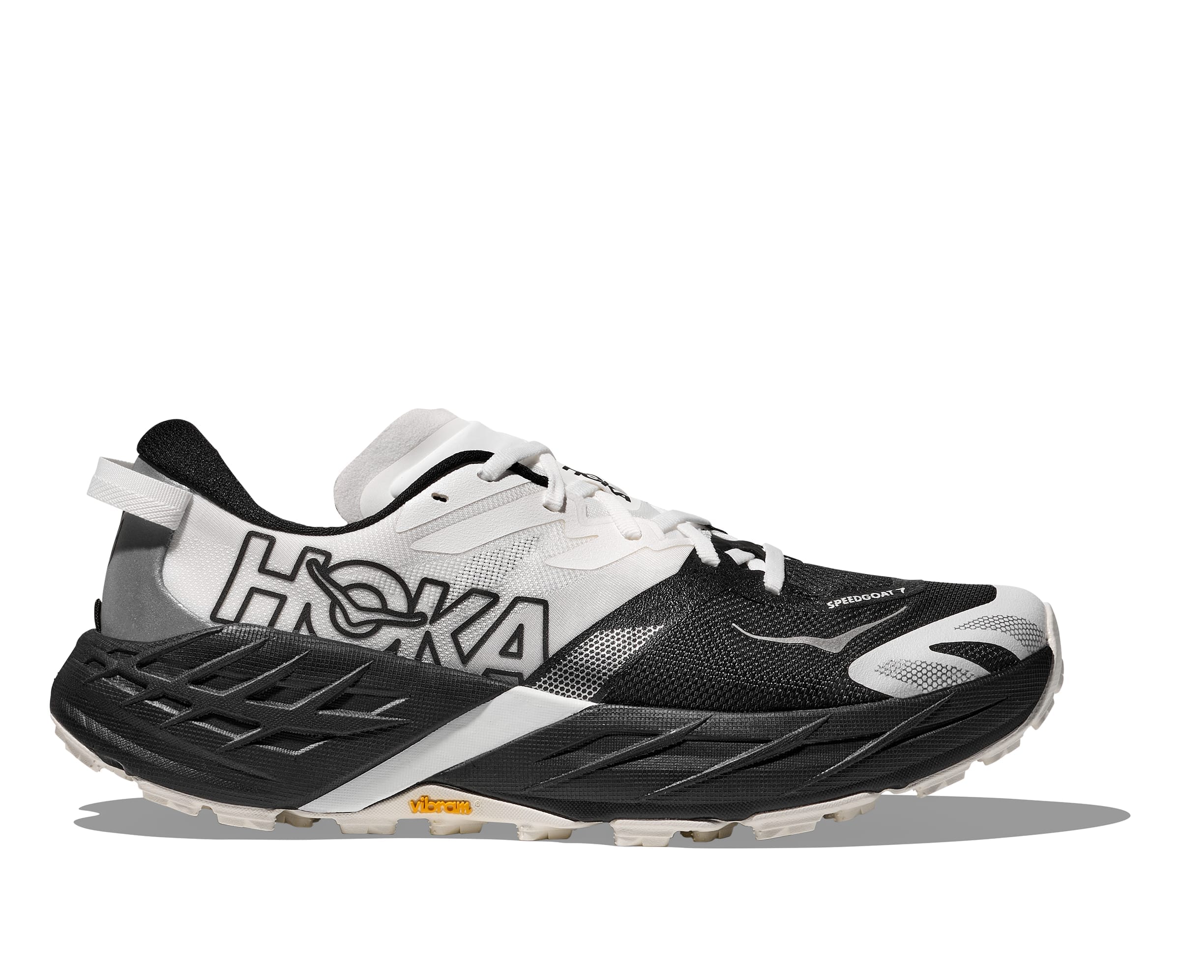 Hoka Women's Speedgoat 7 Trail Running Shoes Black / White Regular (B) US 6.5