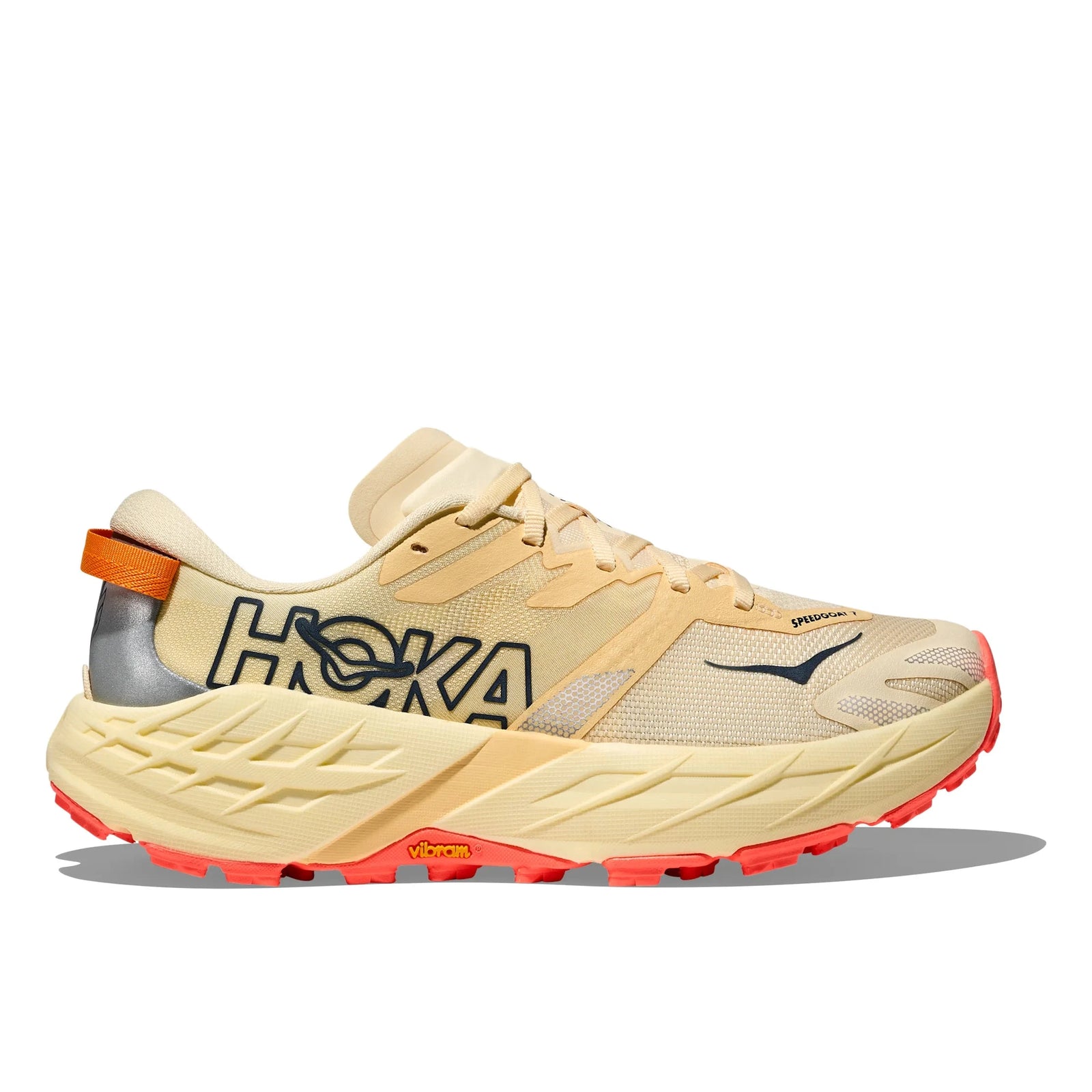 Hoka Women's Speedgoat 7 Trail Running Shoes Vintage Yellow / Neon Flame Regular (B) US 6.5