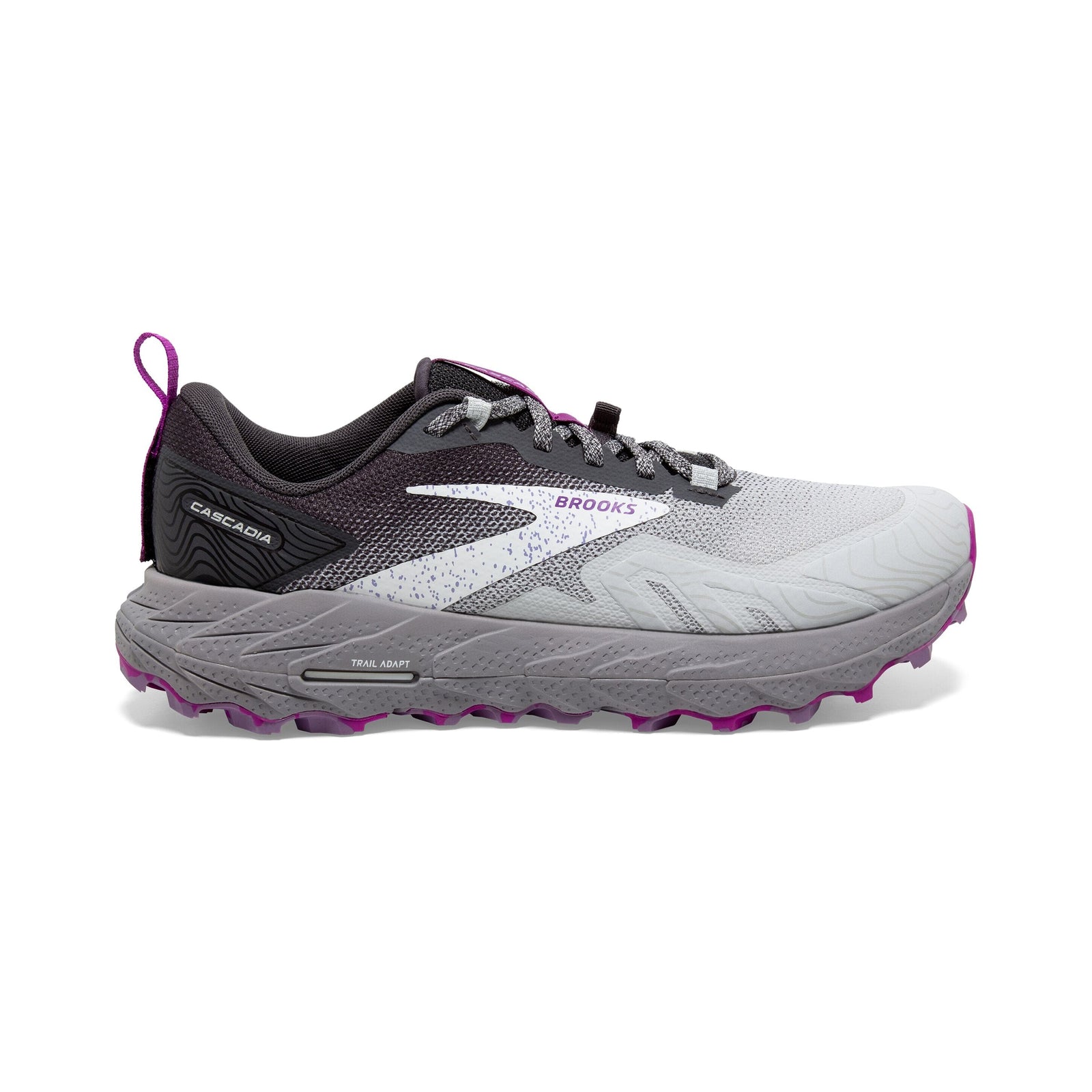 Brooks Women's Cascadia 17 Trail Running Shoes Oyster/Blackened Pearl/Purple Wide (D) US 7