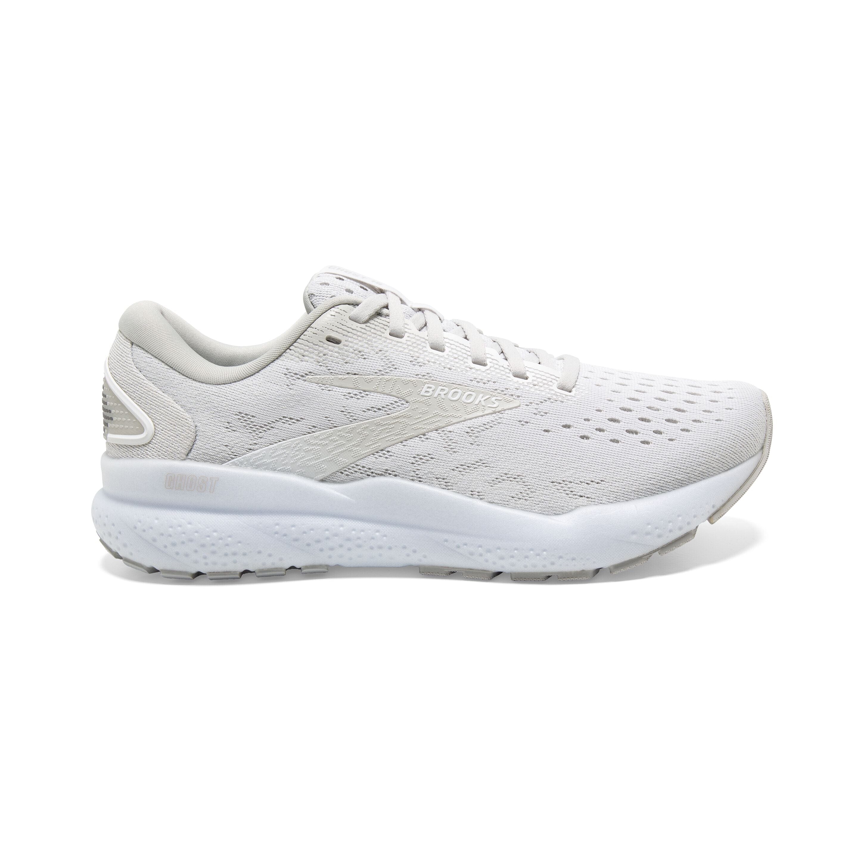 Brooks Women's Ghost 16 Road Running Shoes White/White/Grey Regular (B) US 7.5