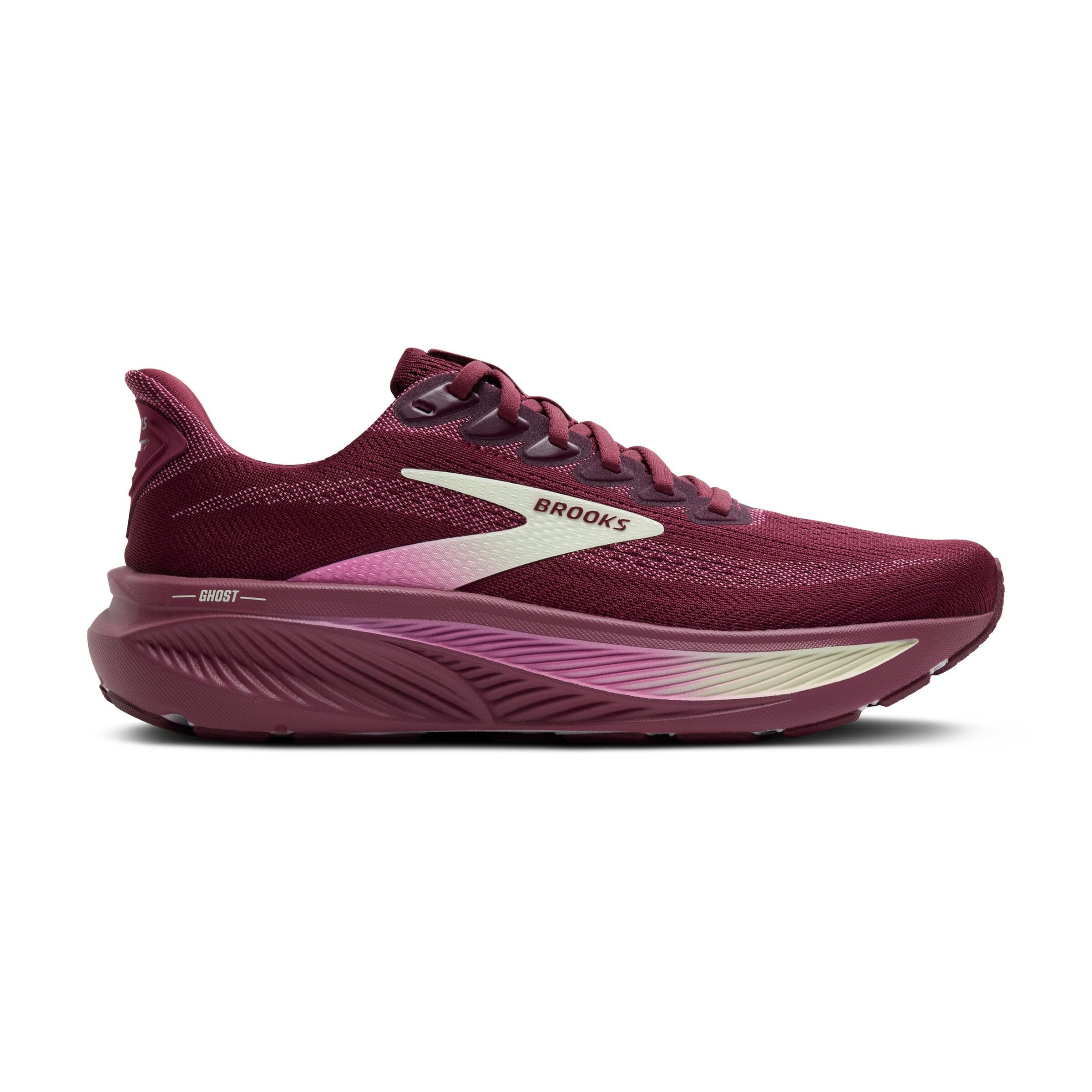 Brooks Women's Ghost 17 Road Running Shoes Burgundy/Pink/Green Wide (D) US 6