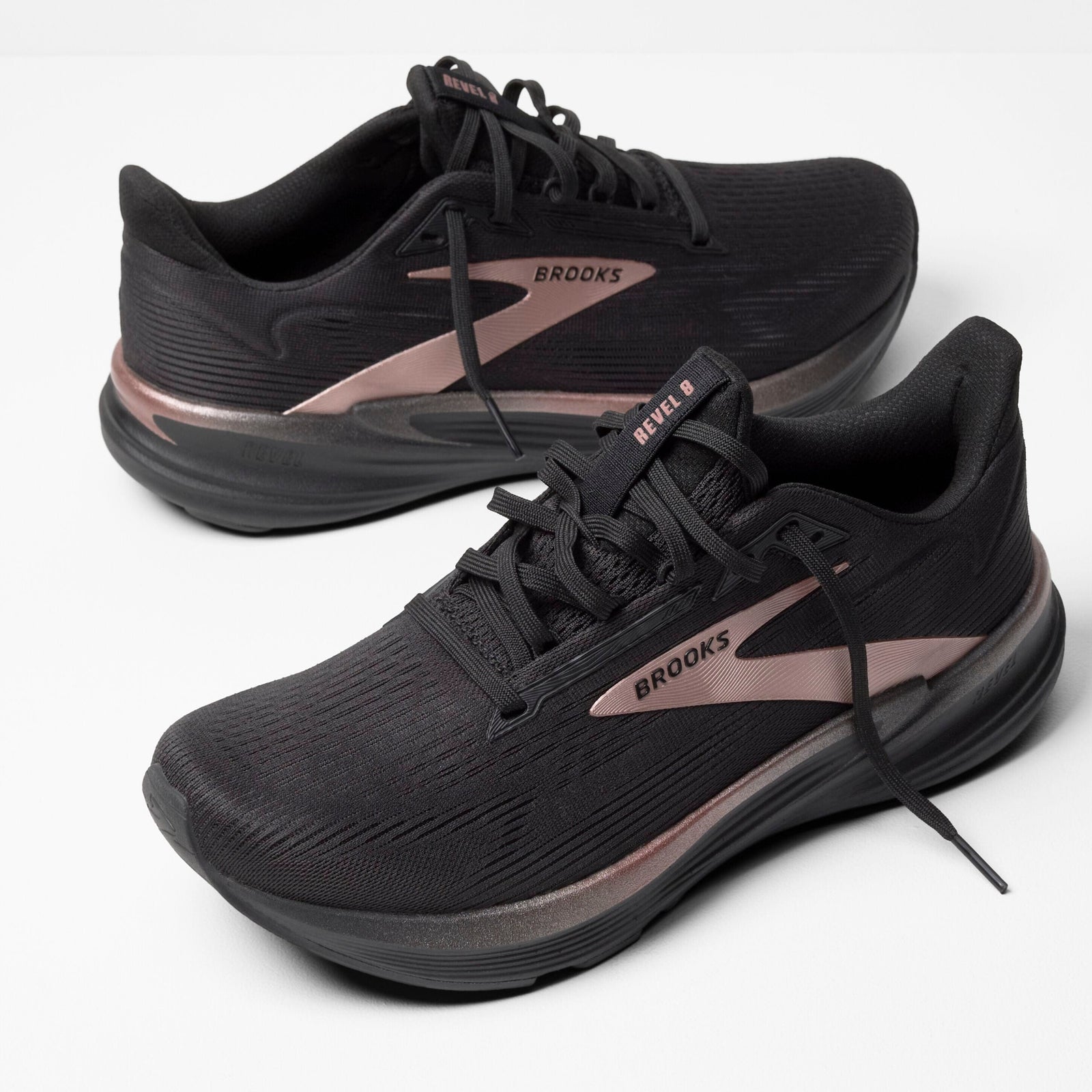 Brooks Women's Revel 8 Road Running Shoes Black/Black/Rose Gold US 6.5 