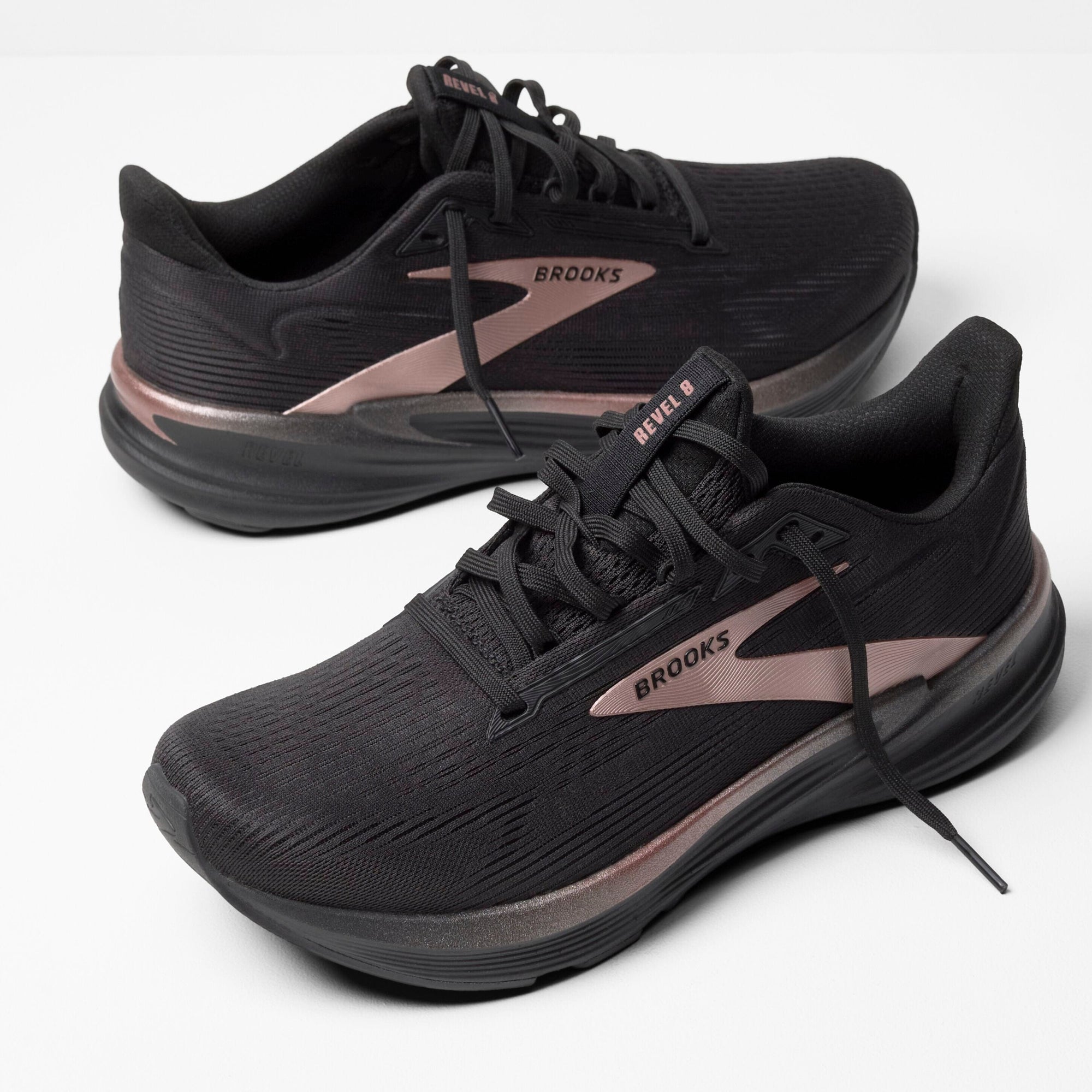 Brooks Women's Revel 8 Road Running Shoes Black/Black/Rose Gold US 6.5 