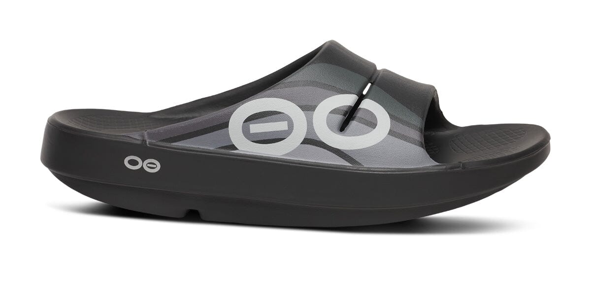 OOFOS Unisex OOahh Sport Slide Sandal - Black Wave Flow 