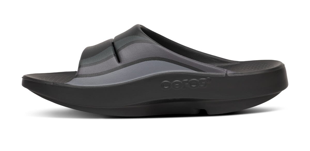 OOFOS Unisex OOahh Sport Slide Sandal - Black Wave Flow 