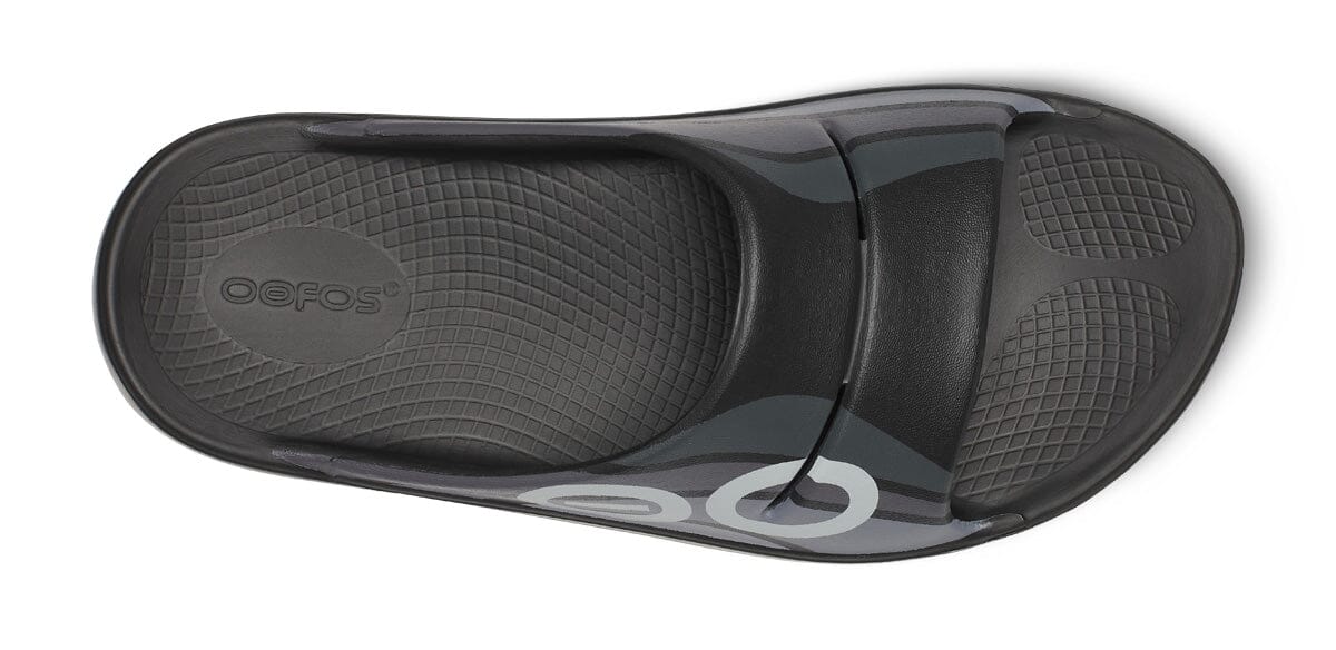 OOFOS Unisex OOahh Sport Slide Sandal - Black Wave Flow 