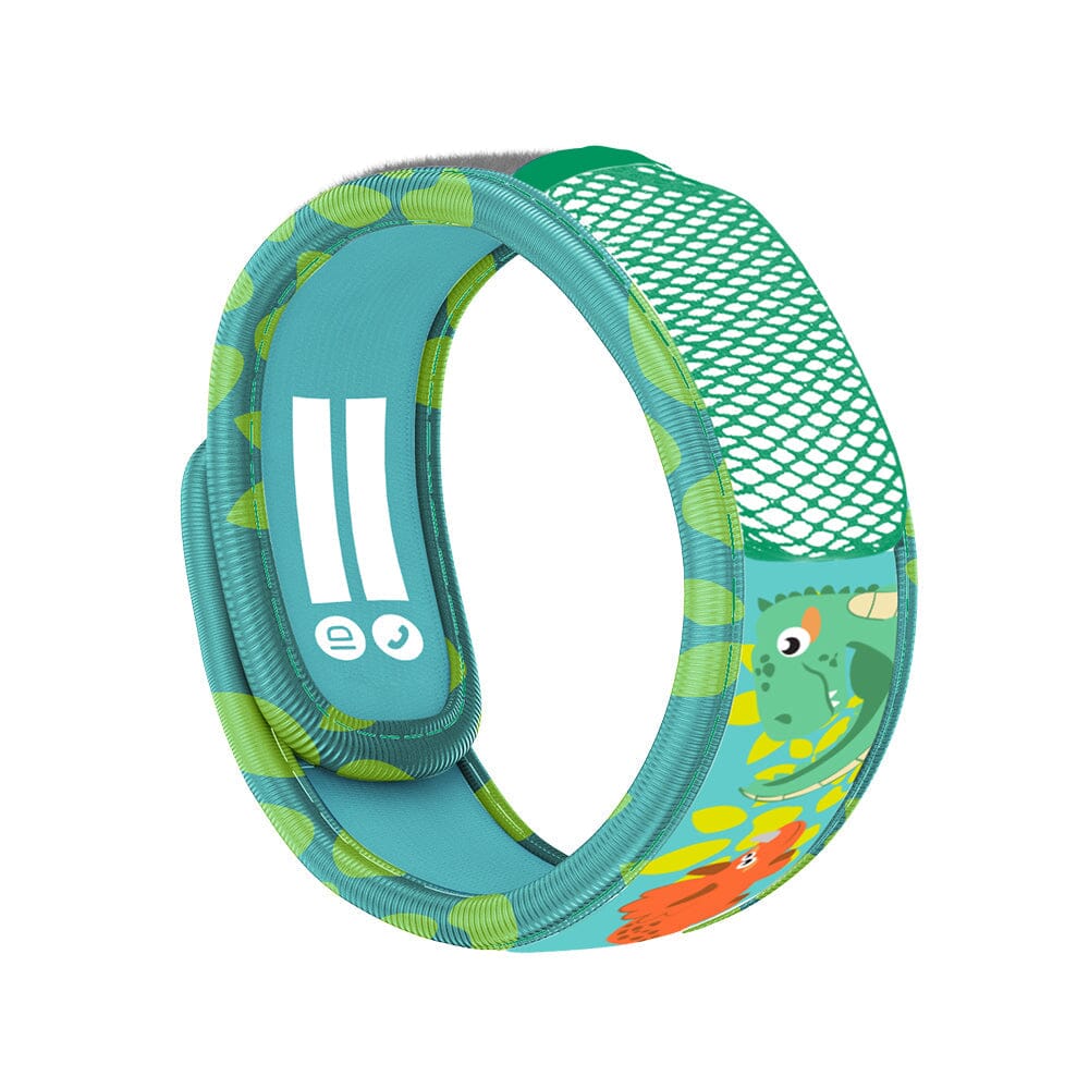 Para'Kito Kids Wristband Mosquito Repellent With Two Refills Green Dinosaur 