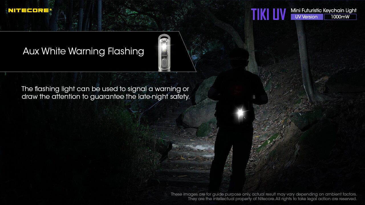 Nitecore TIKI UV 1000mv Rechargeable UV Keychain Flashlight Black Light 