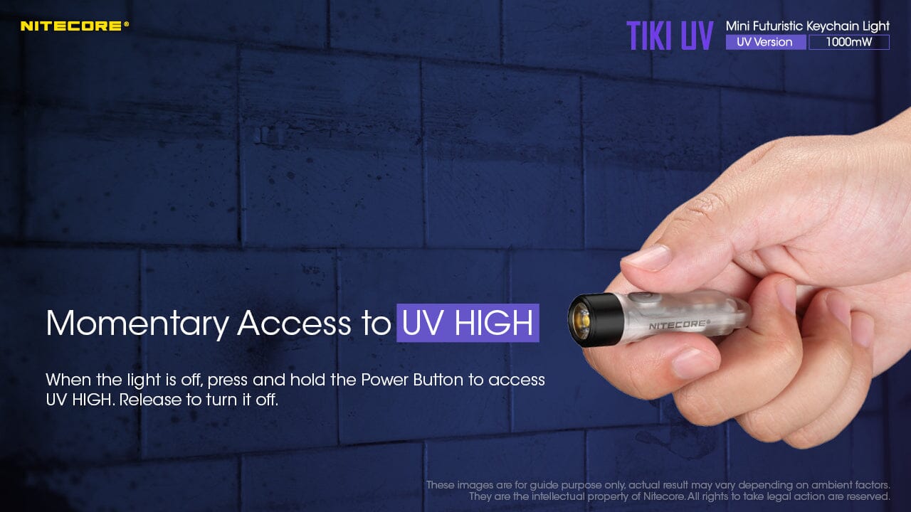 Nitecore TIKI UV 1000mv Rechargeable UV Keychain Flashlight Black Light 
