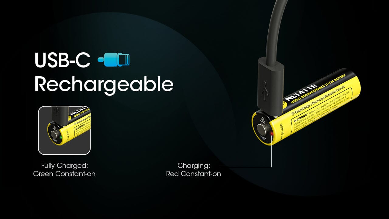 Nitecore NL1411R 1100mAh USB-C Rechargeable 14500 Battery 