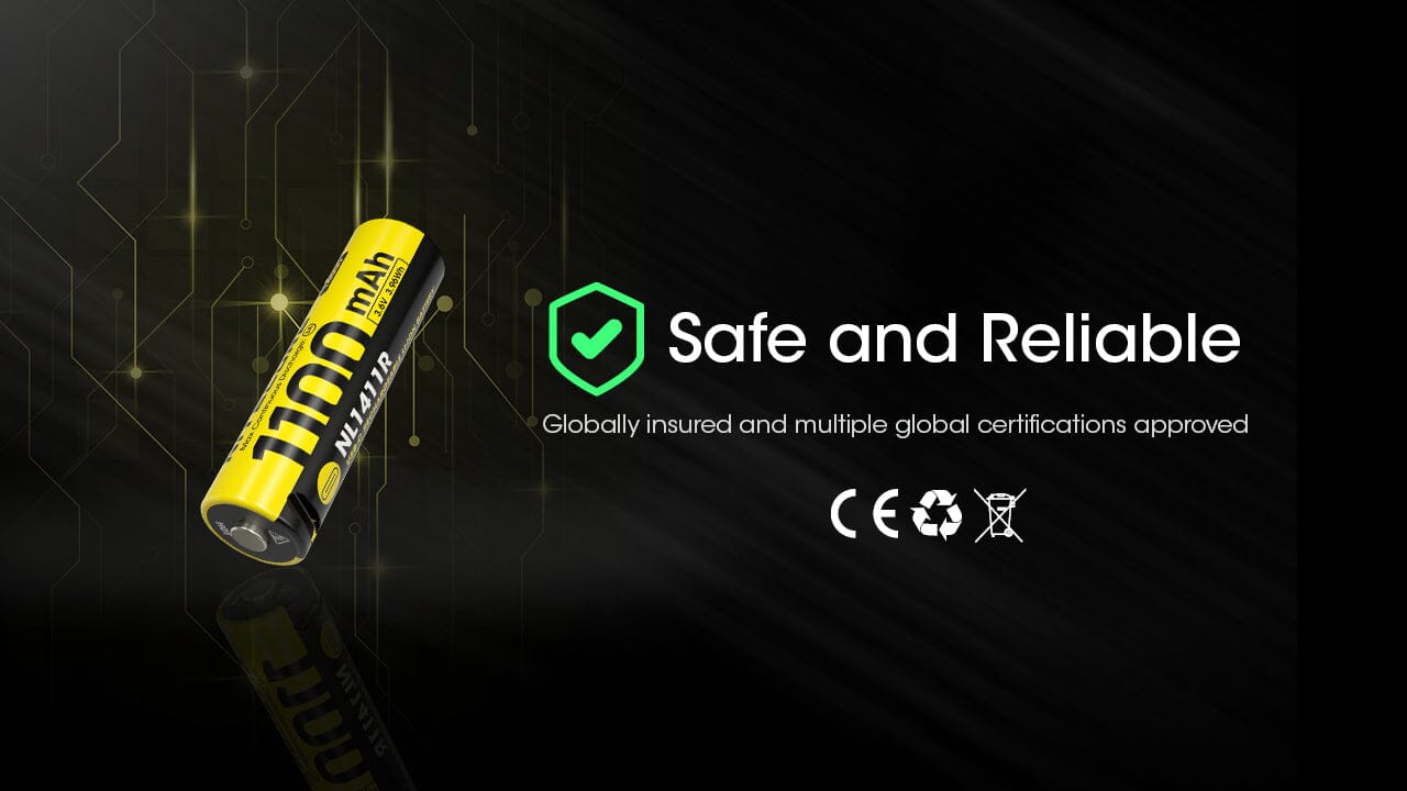 Nitecore NL1411R 1100mAh USB-C Rechargeable 14500 Battery 