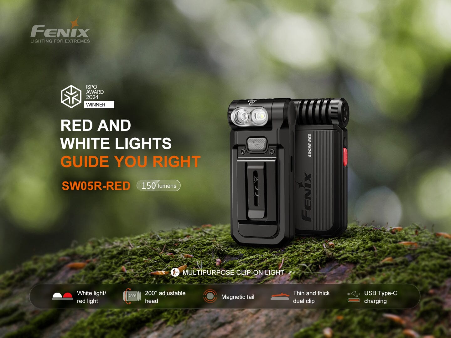 Fenix SW05R-RED Clip On Flashlight with Red Light 