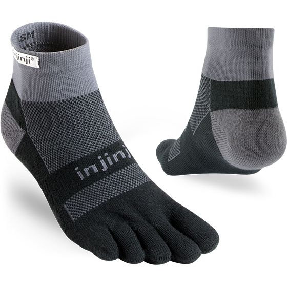 Injinji Trail Midweight Mini-Crew Socks Black Gray S 
