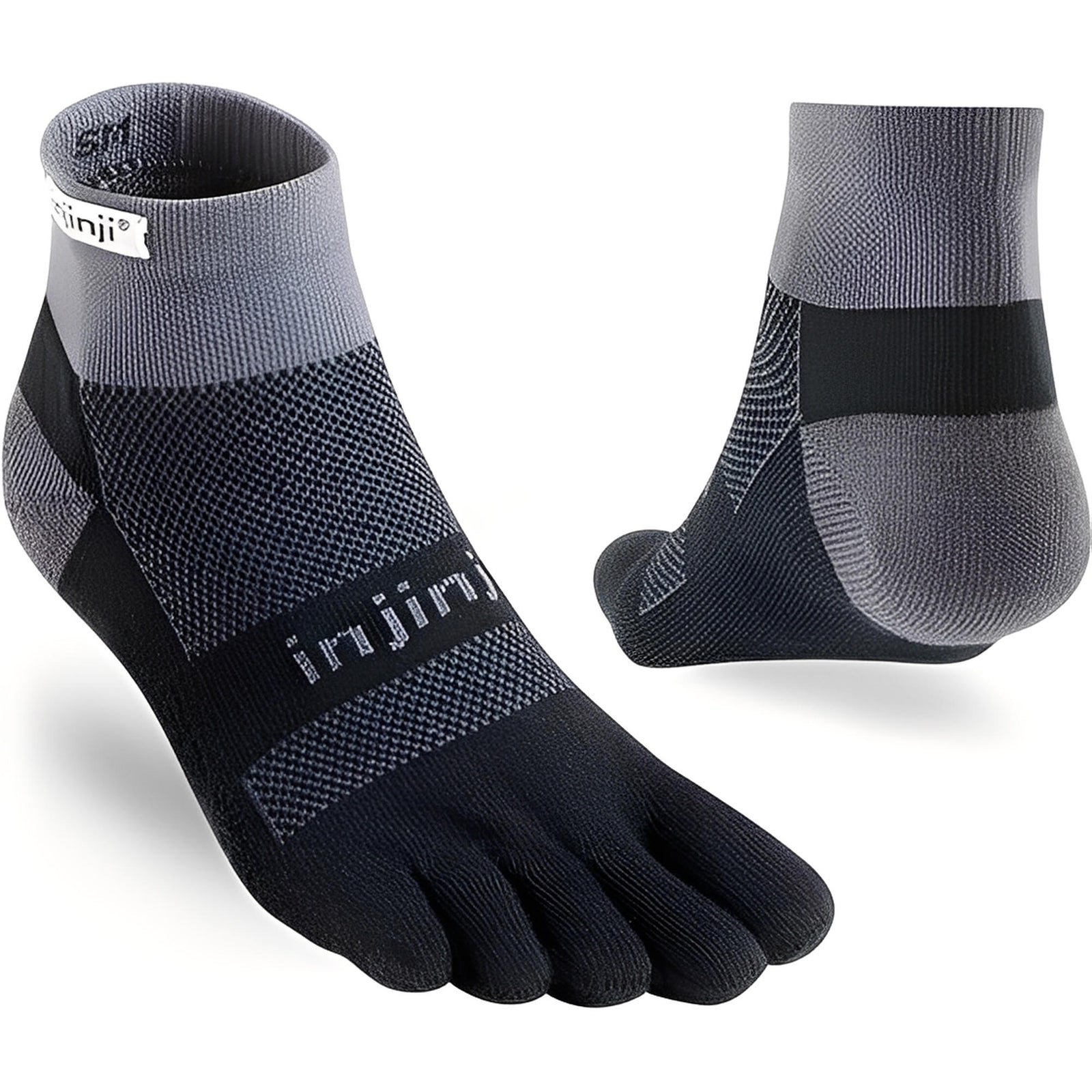 Injinji Run Midweight Mini-Crew Socks Black Gray S 