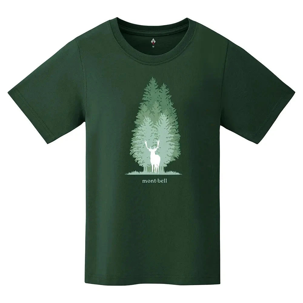 Montbell Pear Skin Cotton Tee Women's Mori To Shika Dark Green S 