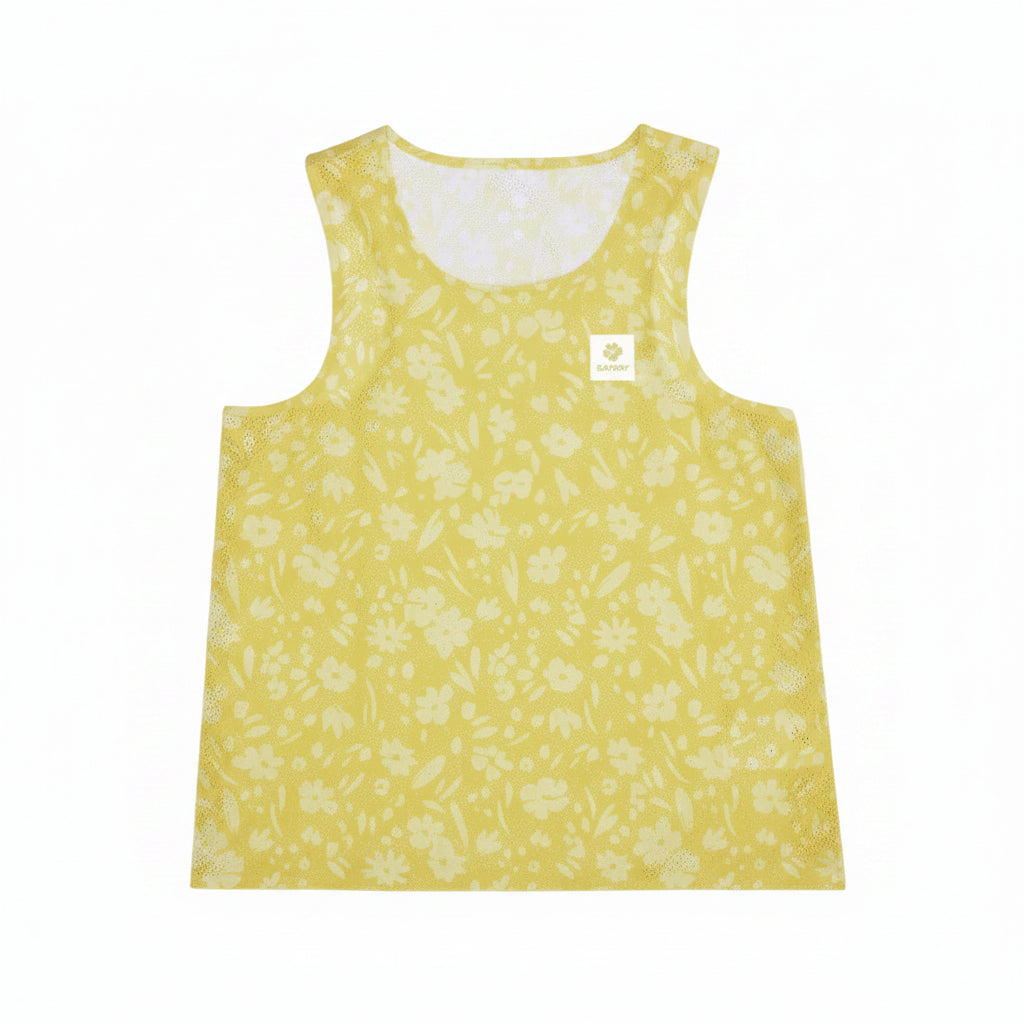 Saysky Women's Zig Zag Air Flow Singlet Yellow Flower XS 