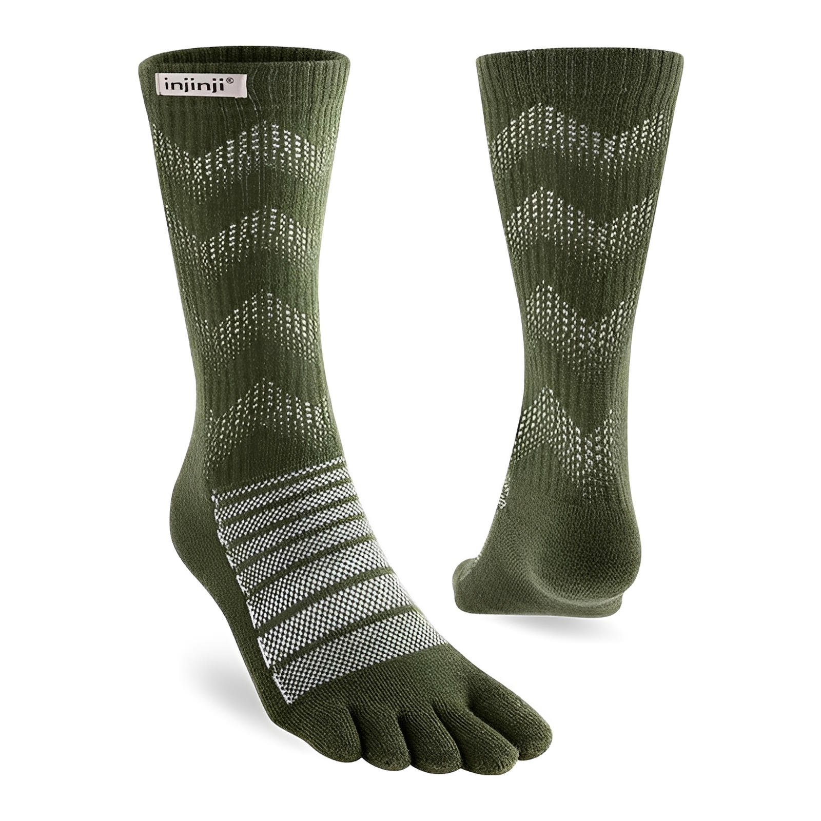 Injinji Outdoor Midweight Crew Wool Socks Forest S 