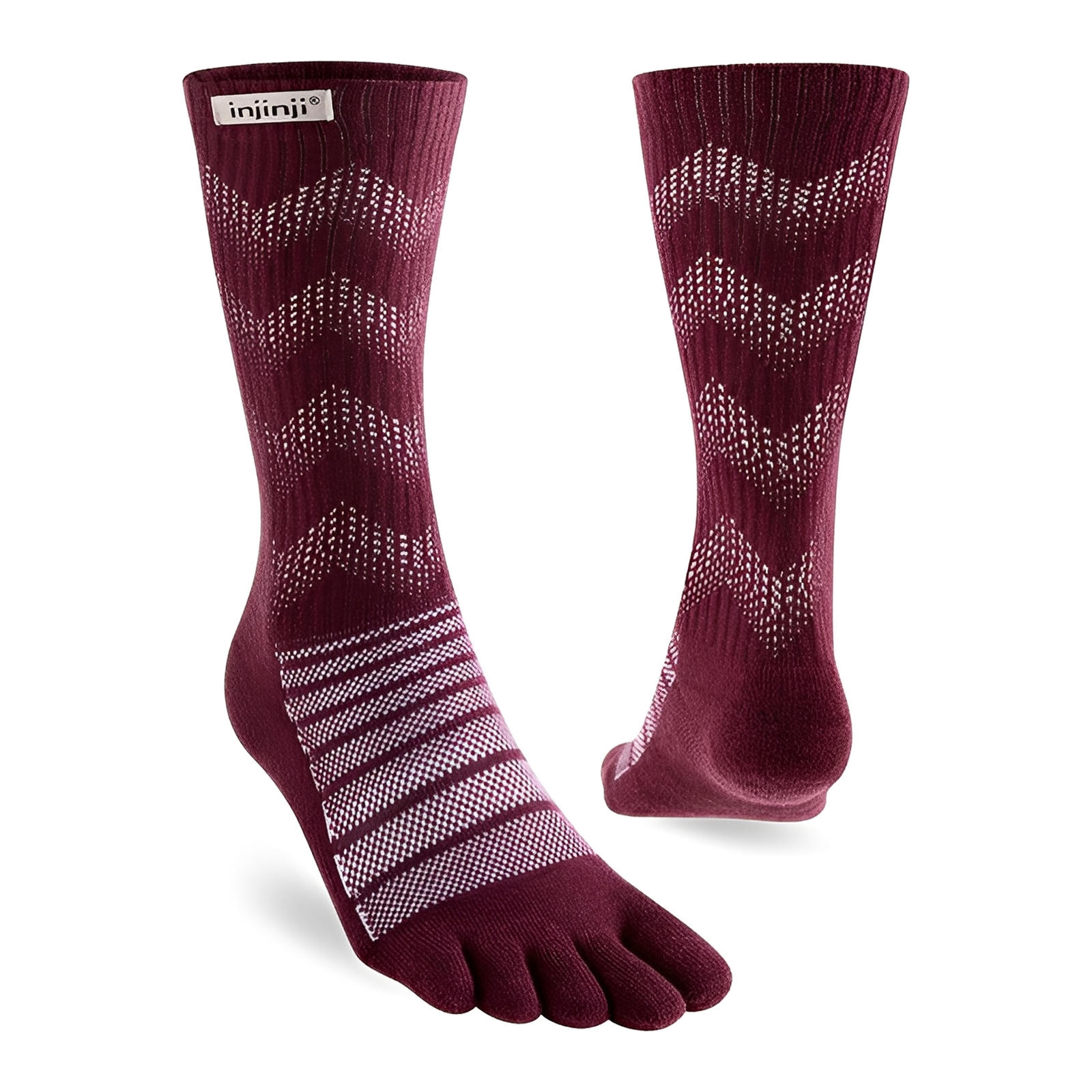 Injinji Outdoor Midweight Crew Wool Socks Garnet S 