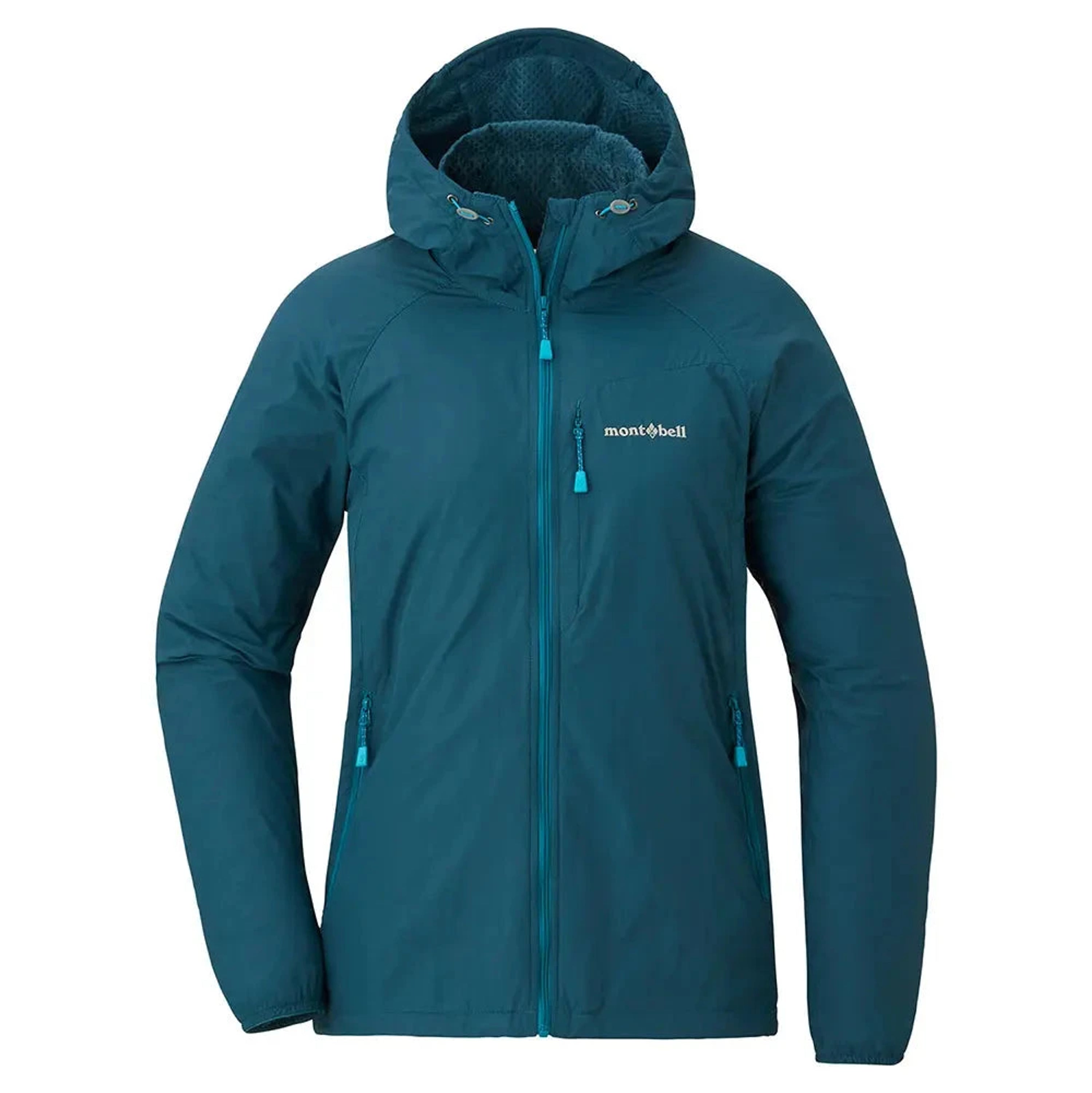 Montbell Women's Light Shell Hooded Jacket Blue Green L 