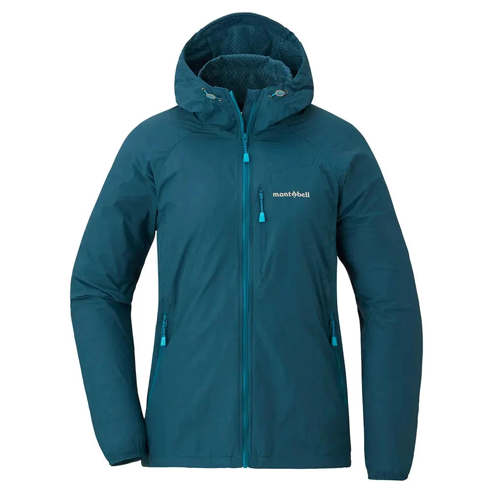 Montbell Women's Light Shell Hooded Jacket Blue Green L 