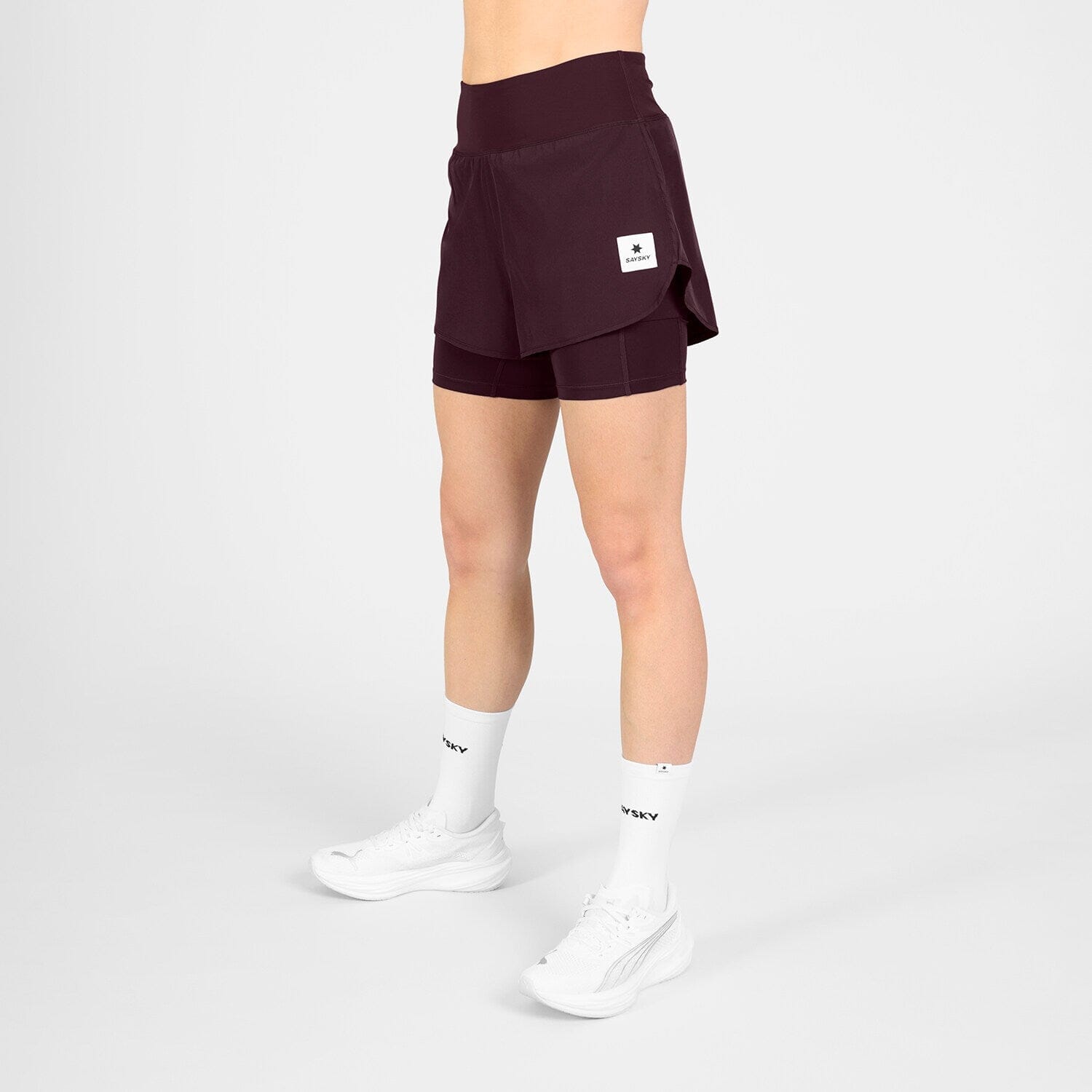 Saysky Women's 2 in 1 Pace Shorts 3'' Burgundy XS