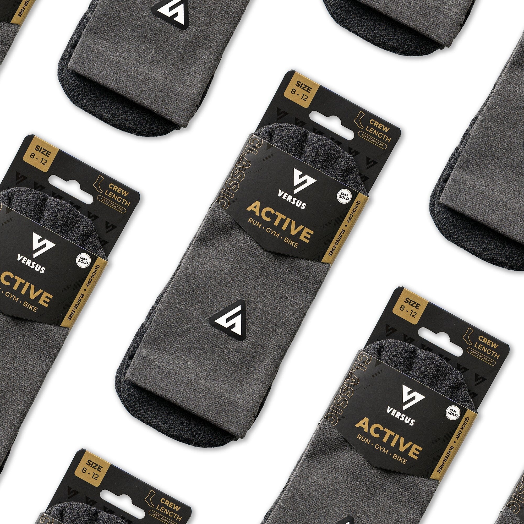 Versus Classic Charcoal Active Crew Tab Socks 