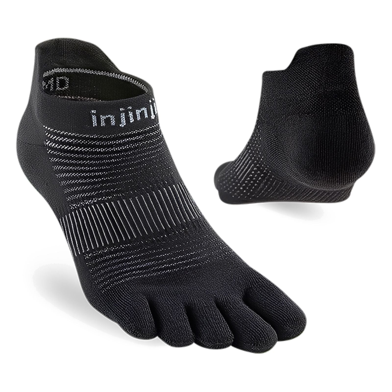 Injinji Run Lightweight No‑Show Socks Black S 