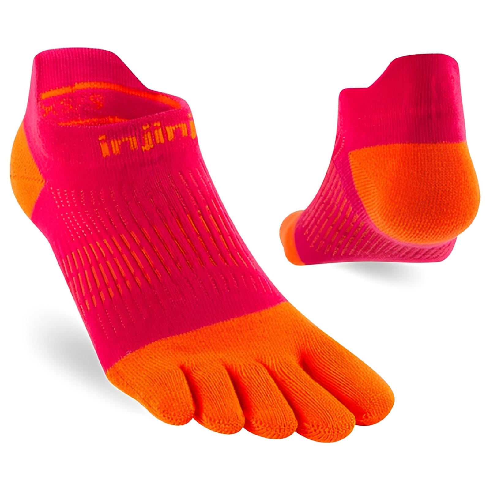 Injinji Women's Run Lightweight No‑Show Socks Chili XS/S 