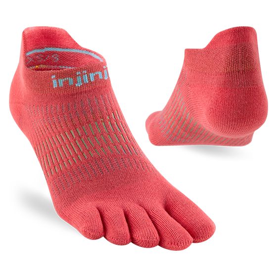 Injinji Women's Run Lightweight No‑Show Socks Coral XS/S 