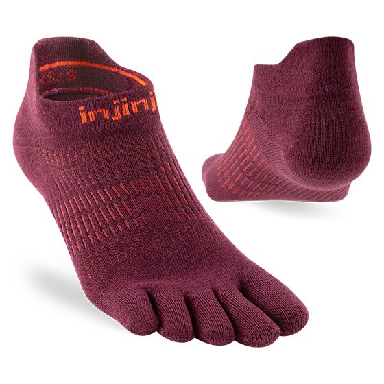 Injinji Women's Run Lightweight No‑Show Socks Mahogany XS/S 