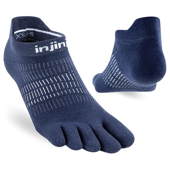 Injinji Women's Run Lightweight No‑Show Socks - Navy